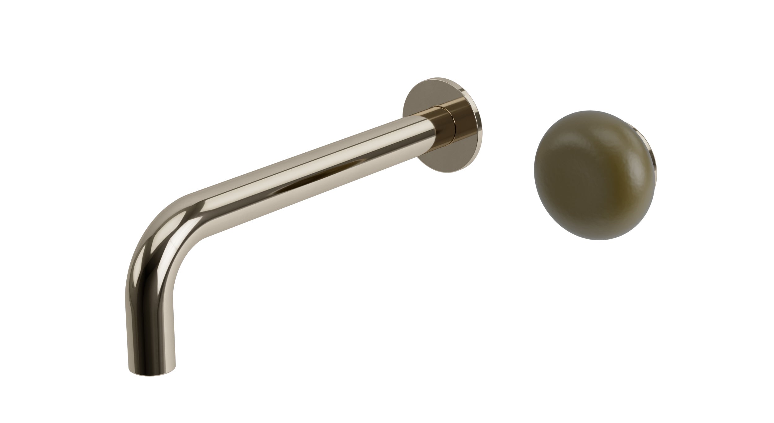 Foundry One Handle Wall Mount 7.5" Lavatory Faucet with Pebble Ceramic Knob Handle in Polished Nickel