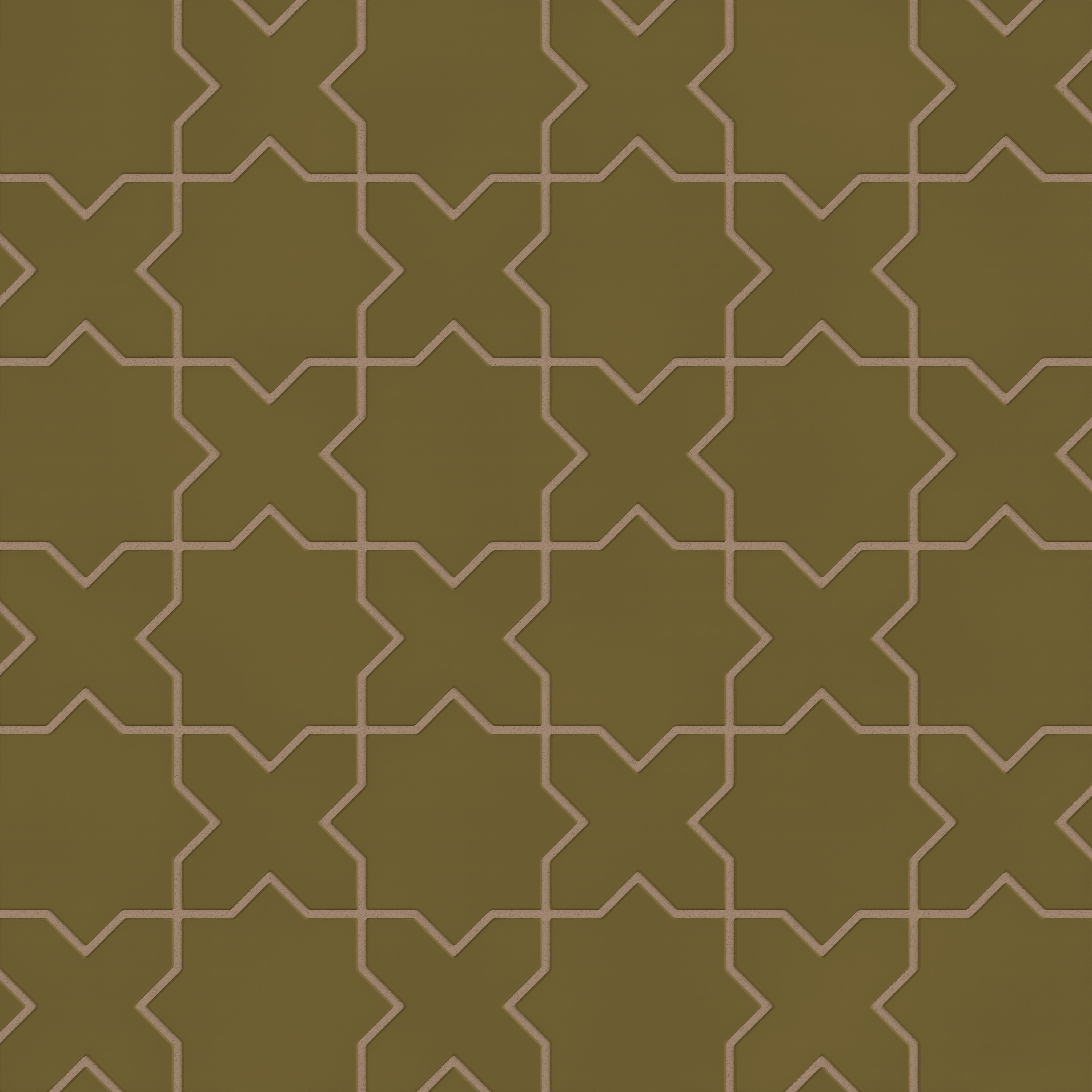 Mini Star & Cross Original Ceramic Tile in Chaparral Matte