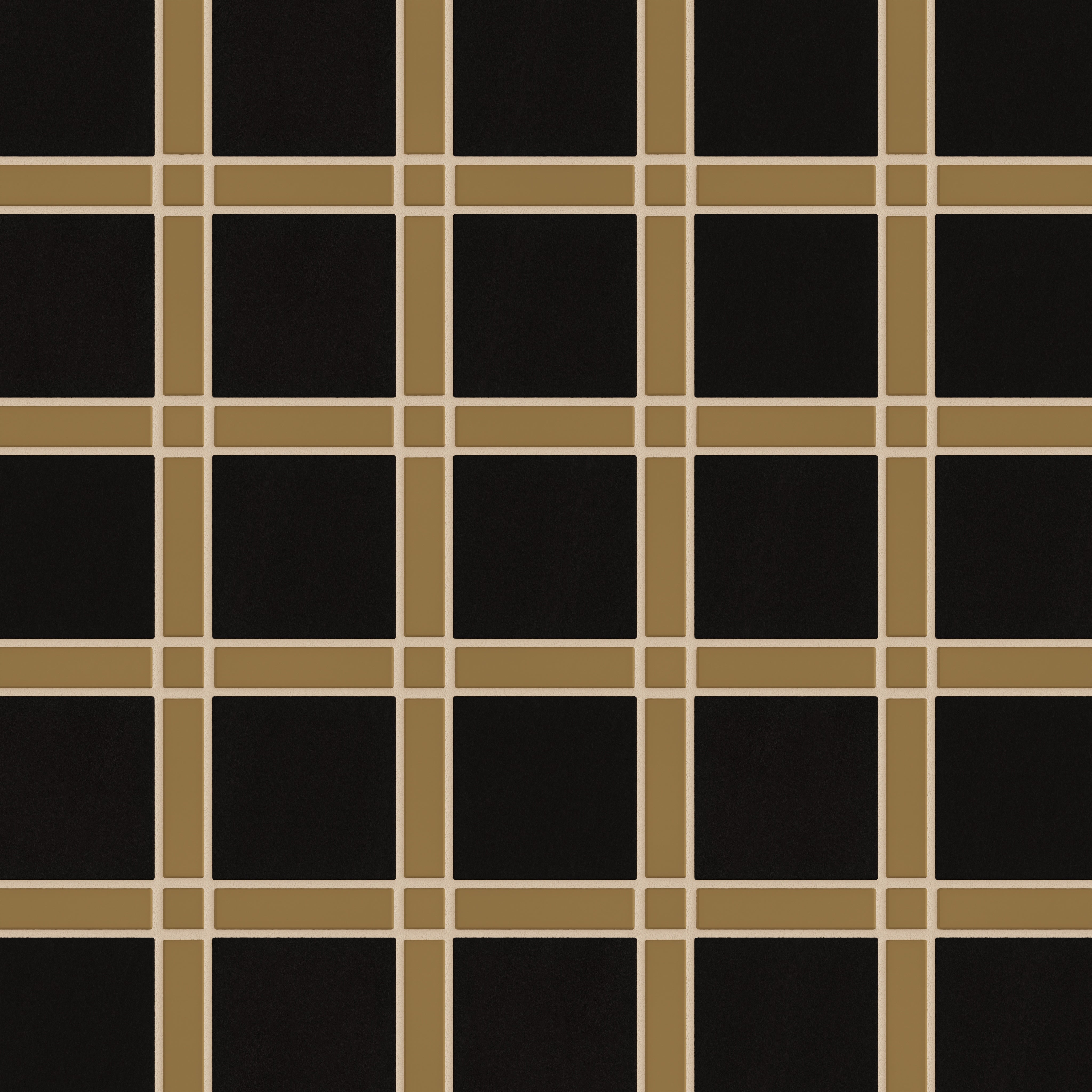 Lattice Sheeted Original Ceramic Tile in Chaparral Matte & Raven Matte