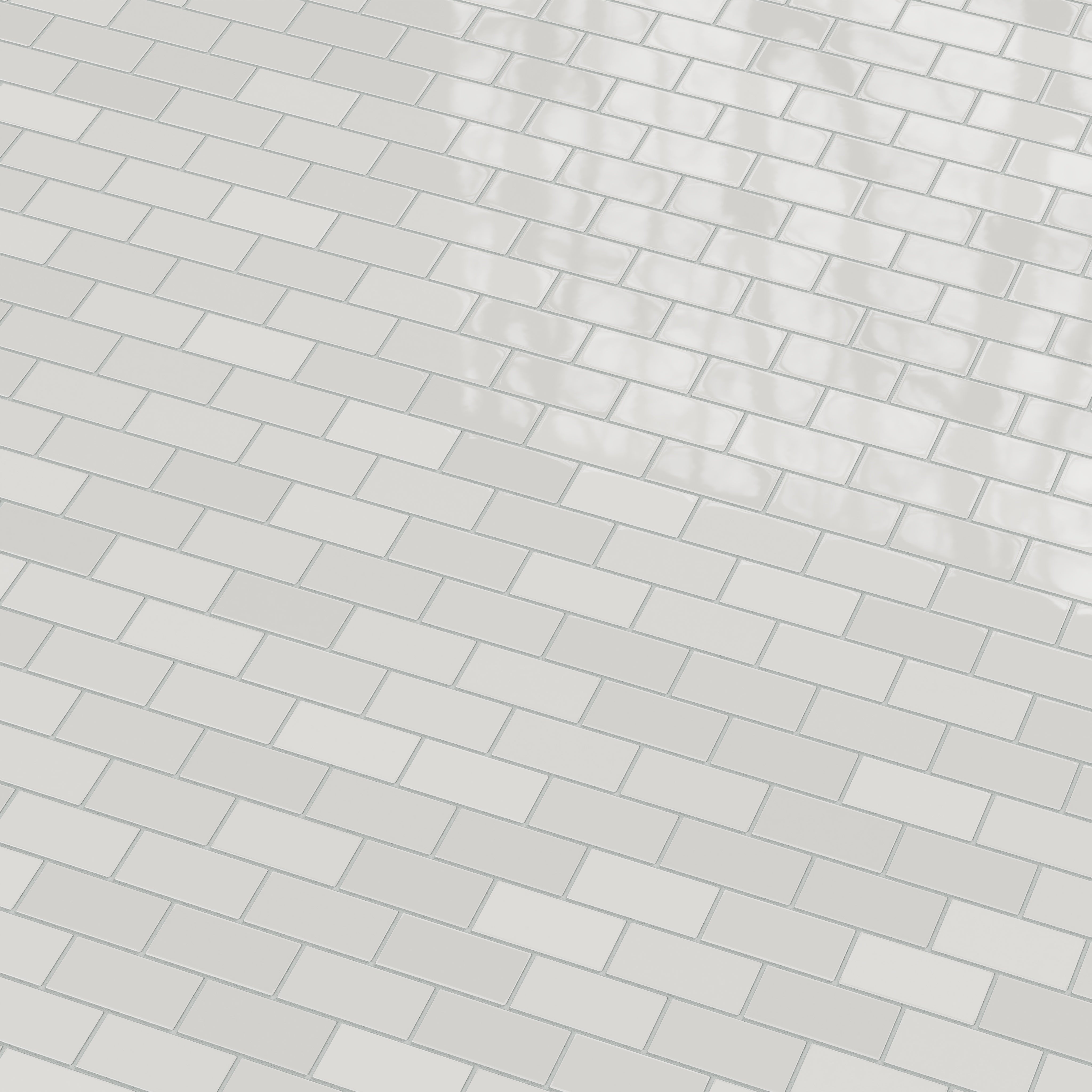 2x4 Half Offset Sheeted Natural Press Ceramic Mosaic Tile in Cloud Cover Gloss