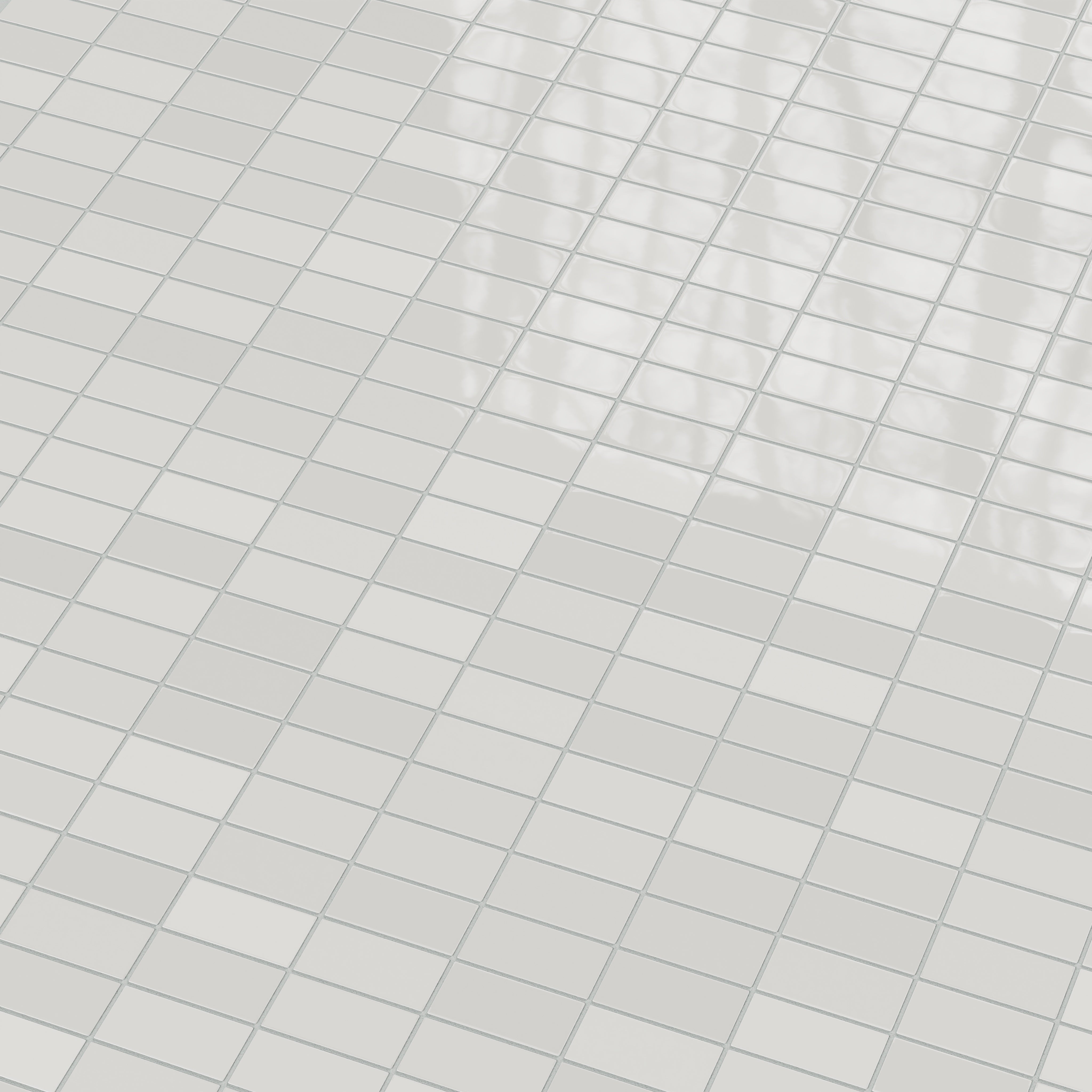 2x4 Straight Set Sheeted Natural Press Ceramic Mosaic Tile in Cloud Cover Gloss