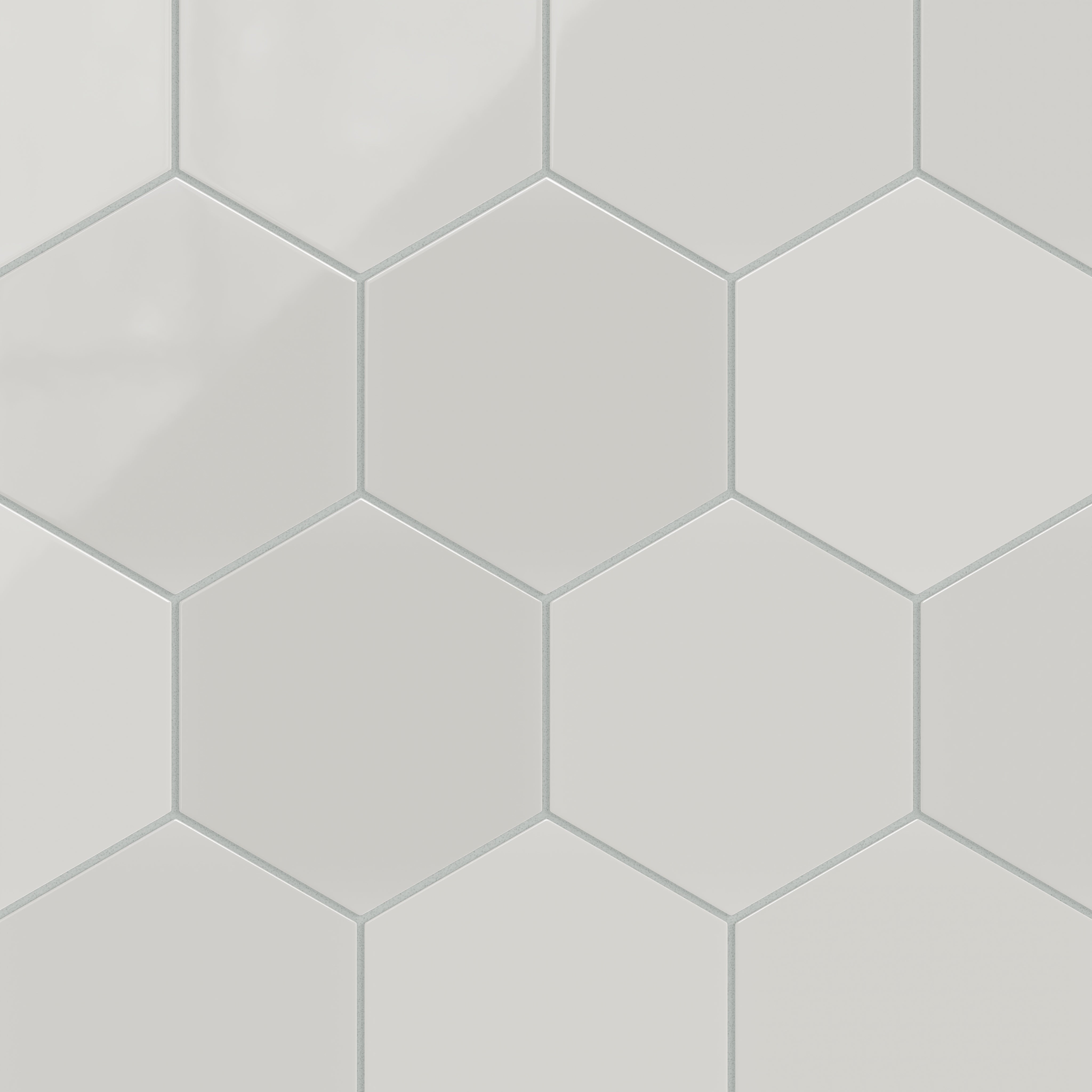 8" Hexagon Natural Press Ceramic Tile in Cloud Cover Gloss