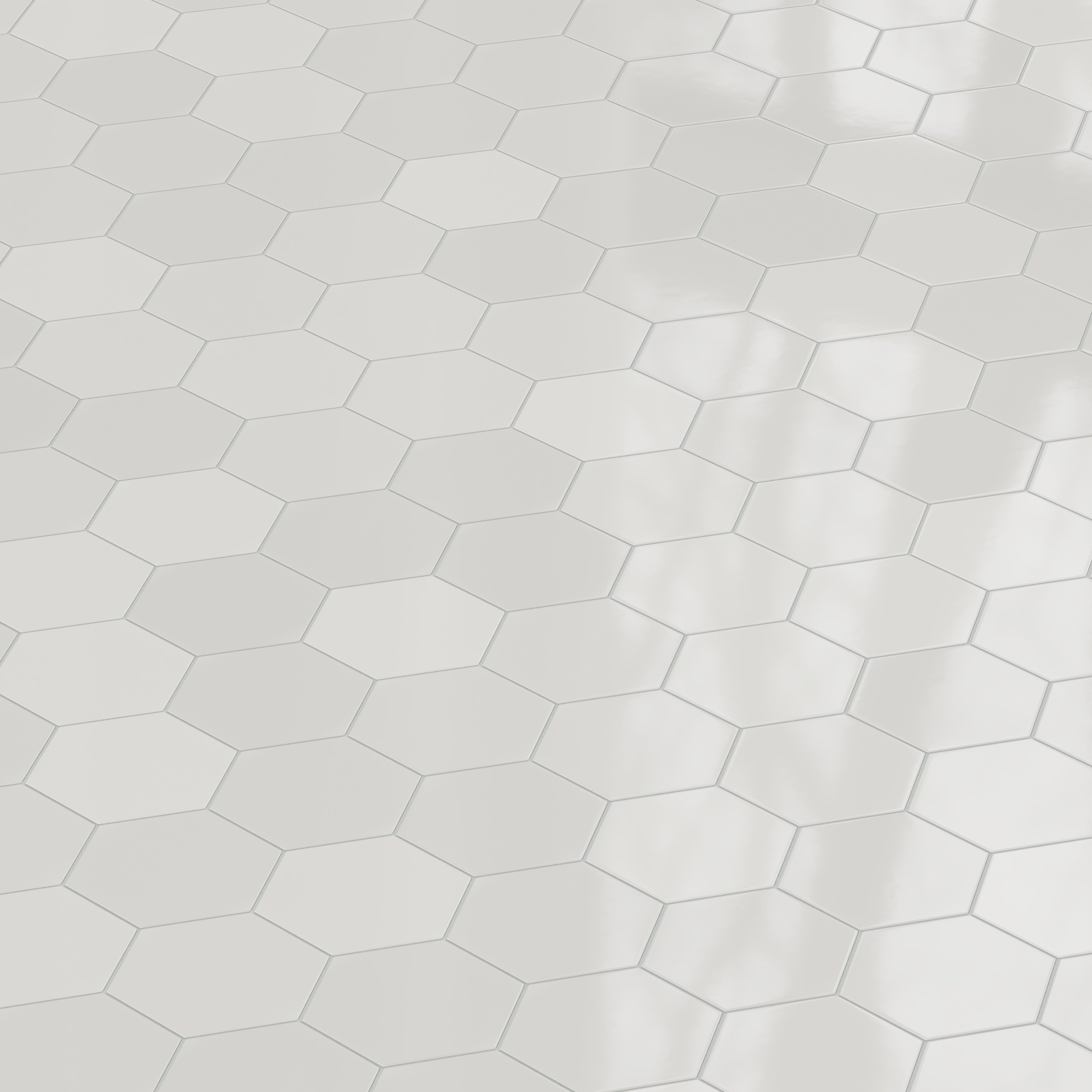 8" Hexagon Natural Press Ceramic Tile in Cloud Cover Gloss