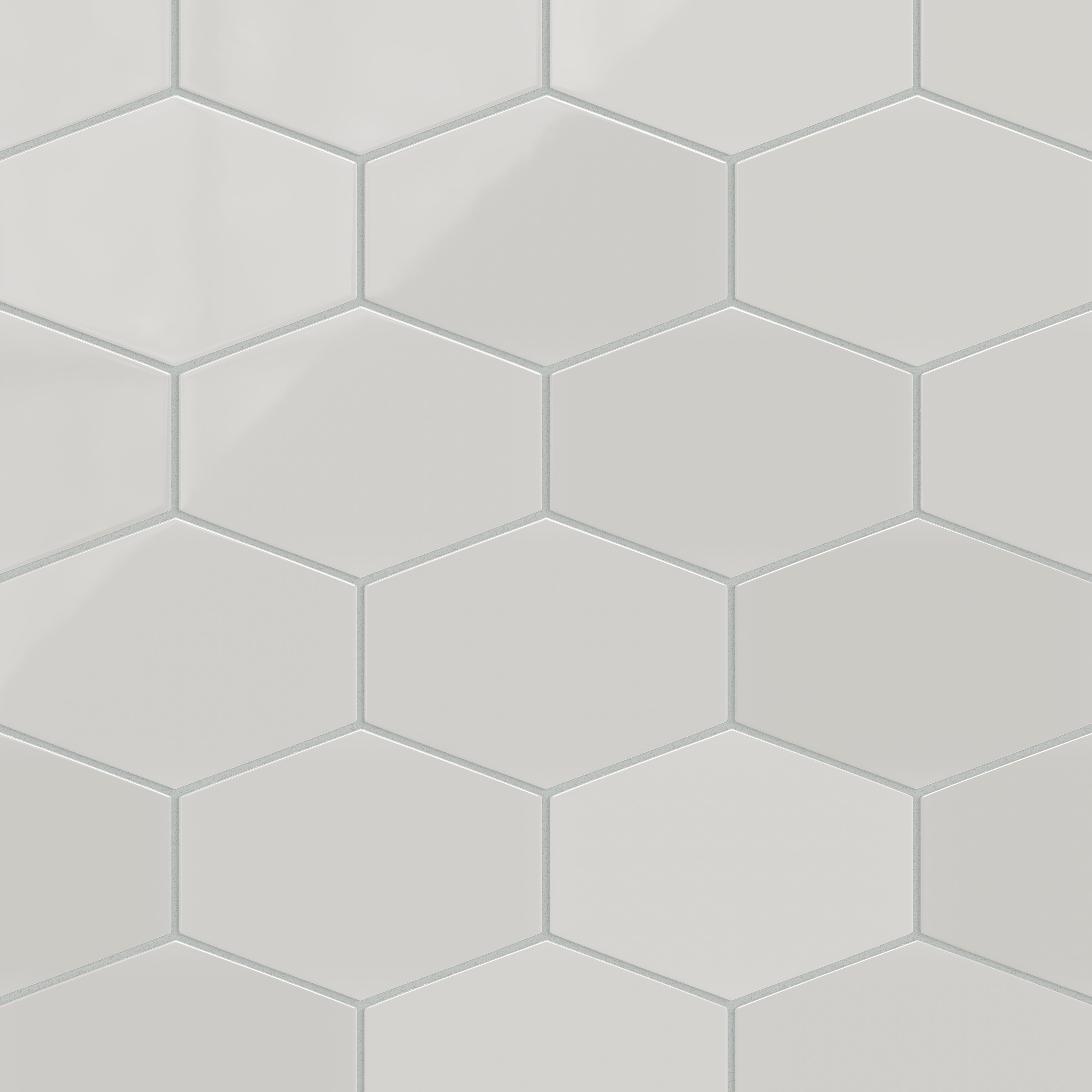 Elongated Hexagon Natural Press Ceramic Tile in Cloud Cover Gloss