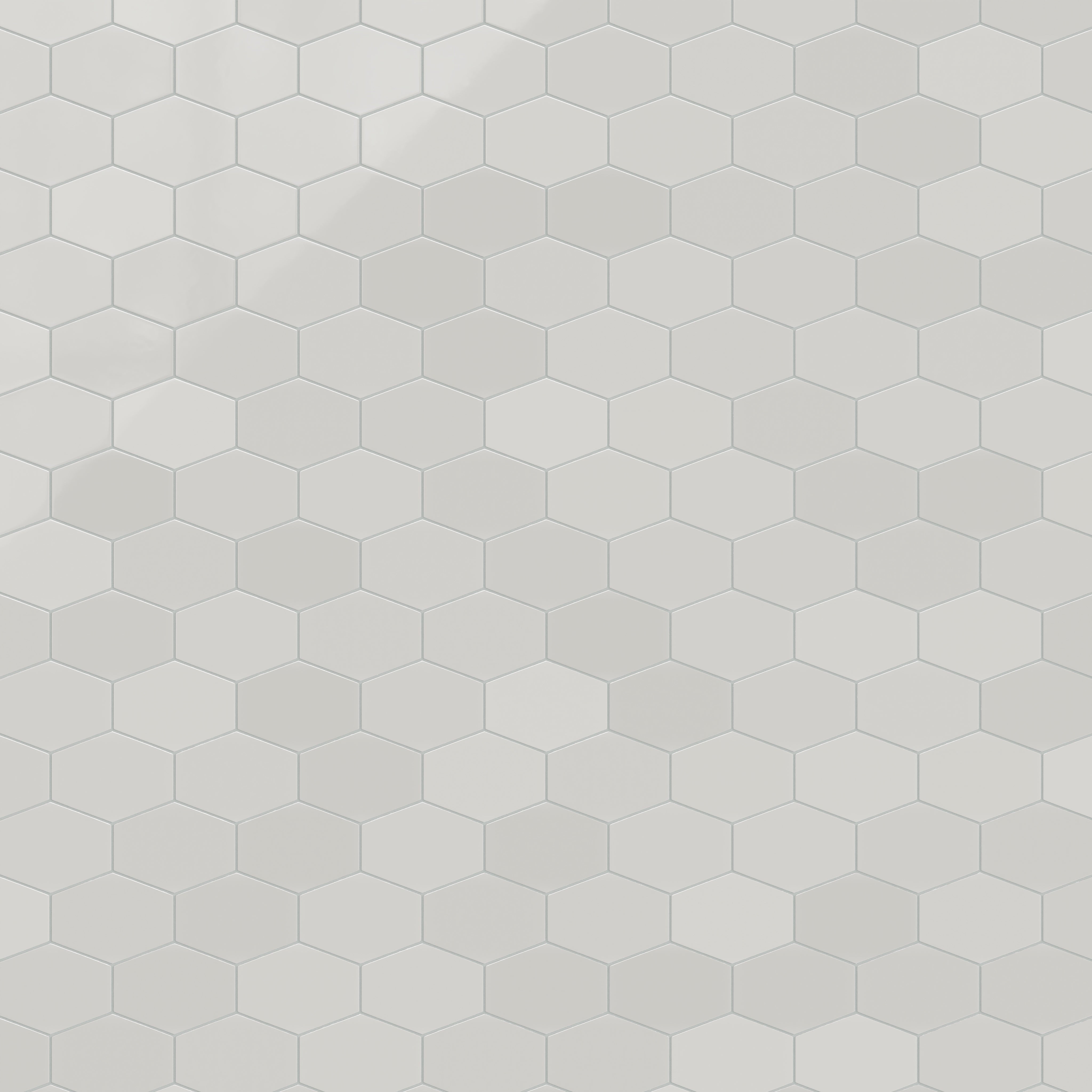 Elongated Hexagon Natural Press Ceramic Tile in Cloud Cover Gloss