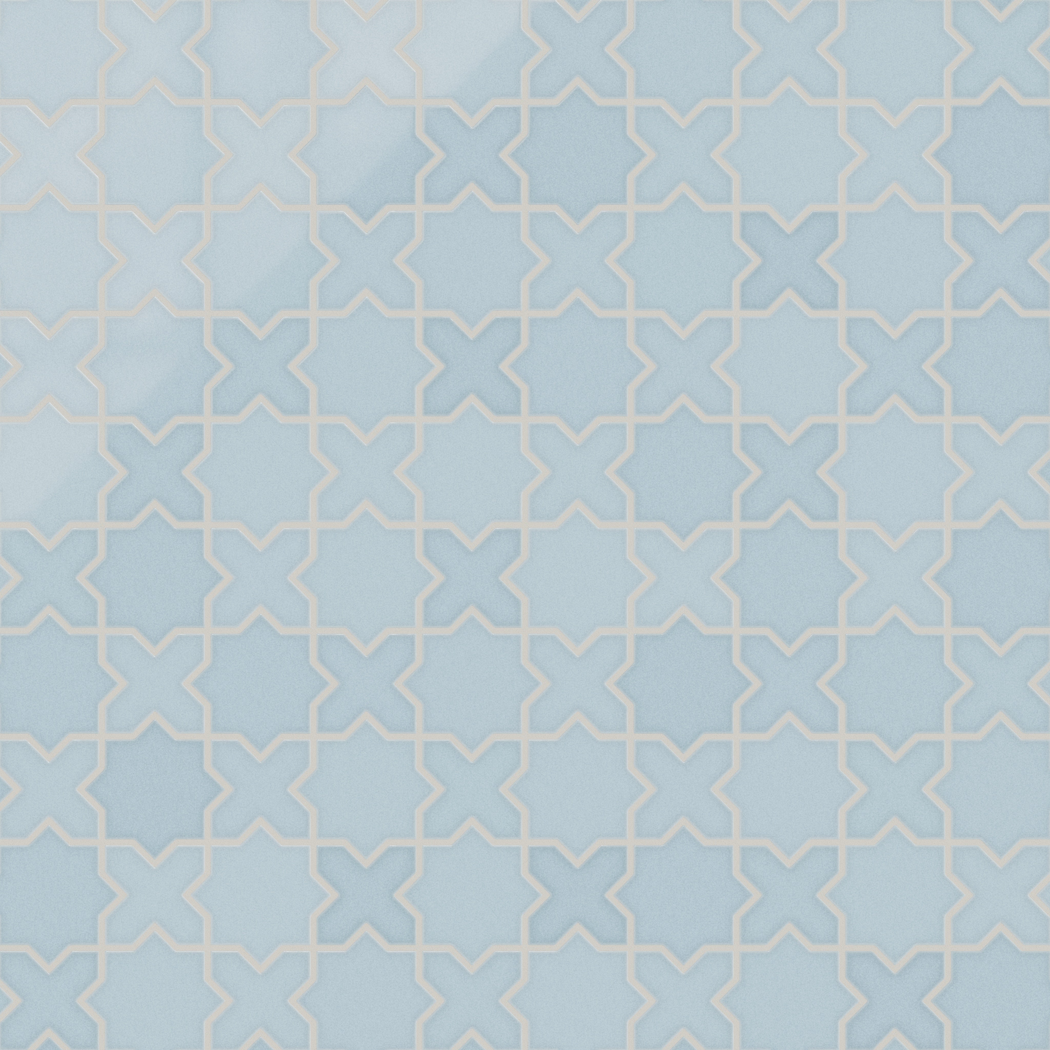 Mini Star & Cross Original Ceramic Tile in Caribbean Sea Gloss