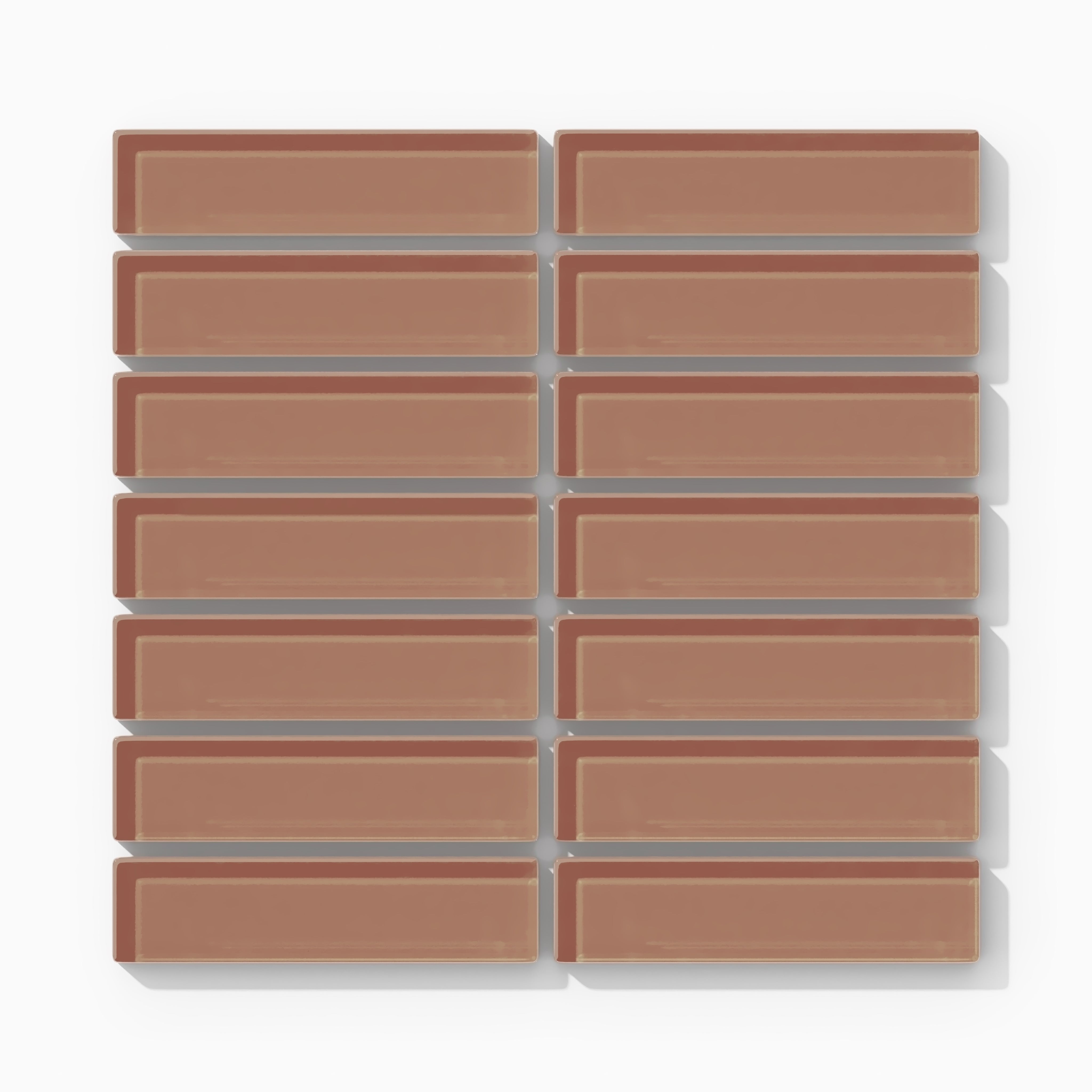 1x4 Straight Set Sheeted Glass Mosaic Tile in Sora Gloss