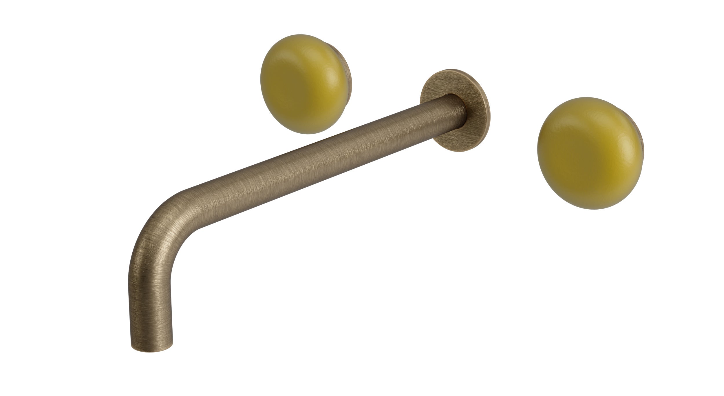 Foundry Two Handle Wall Mount 10" Lavatory Faucet with Pebble Ceramic Knob Handles in Antique Nickel