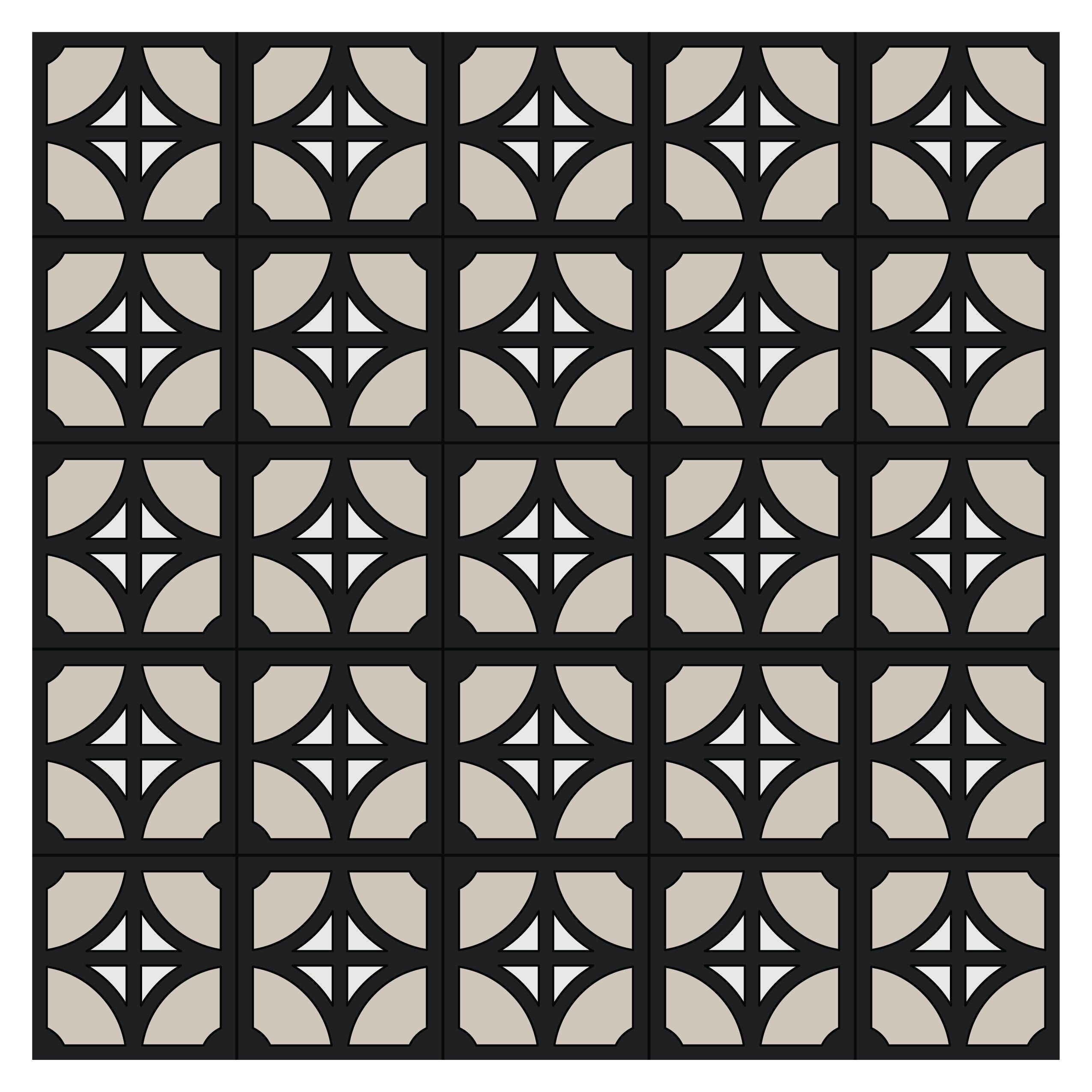 8x8 Handpainted Tile Denver in Black Motif