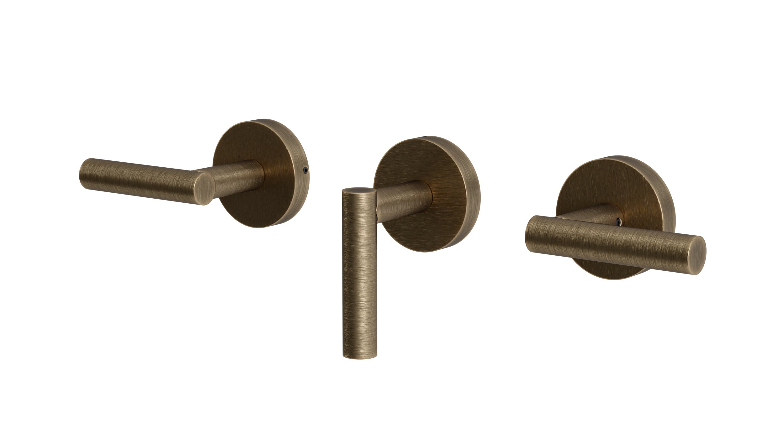 Contour Three Handle Wall Mount Bath Trim with Diverter/Volume Control and Soft Lever Handles in Antique Brass