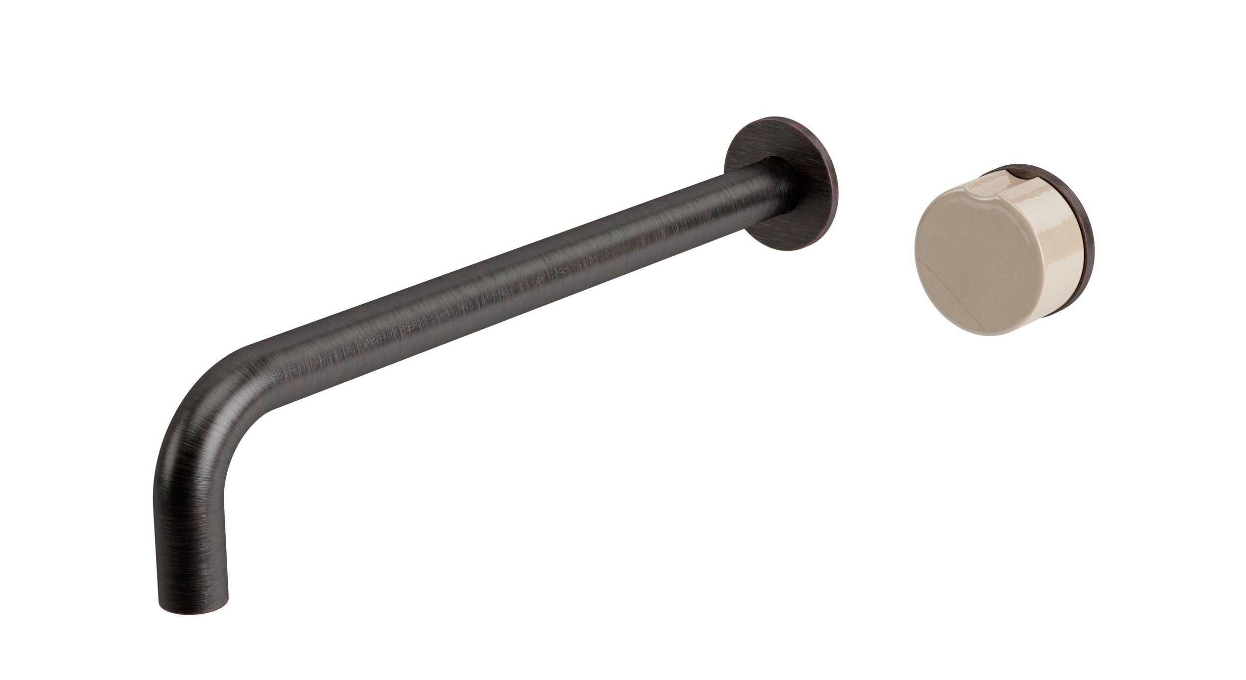Foundry One Handle Wall Mount 12" Lavatory Faucet with Groove Ceramic Knob Handle in Antique Bronze