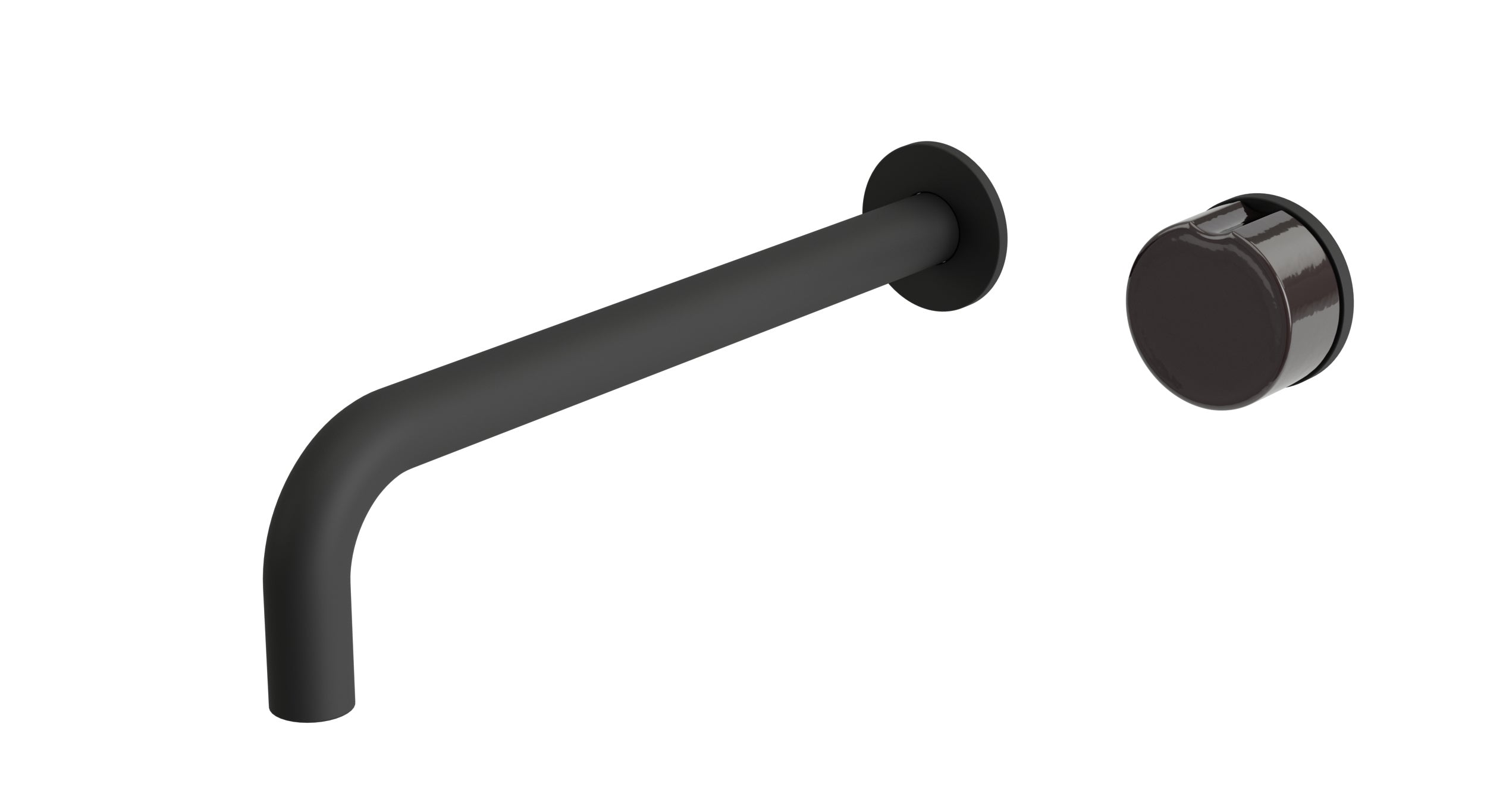 Foundry One Handle Wall Mount 10" Lavatory Faucet with Groove Ceramic Knob Handle in Matte Black