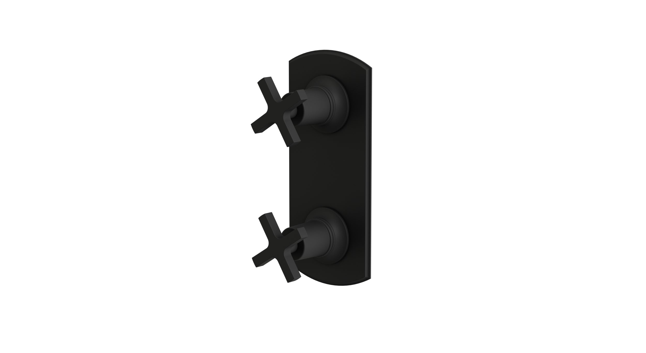 Emerson Two Handle Wall Mount Shower Trim with Classic Cross Handles in Matte Black