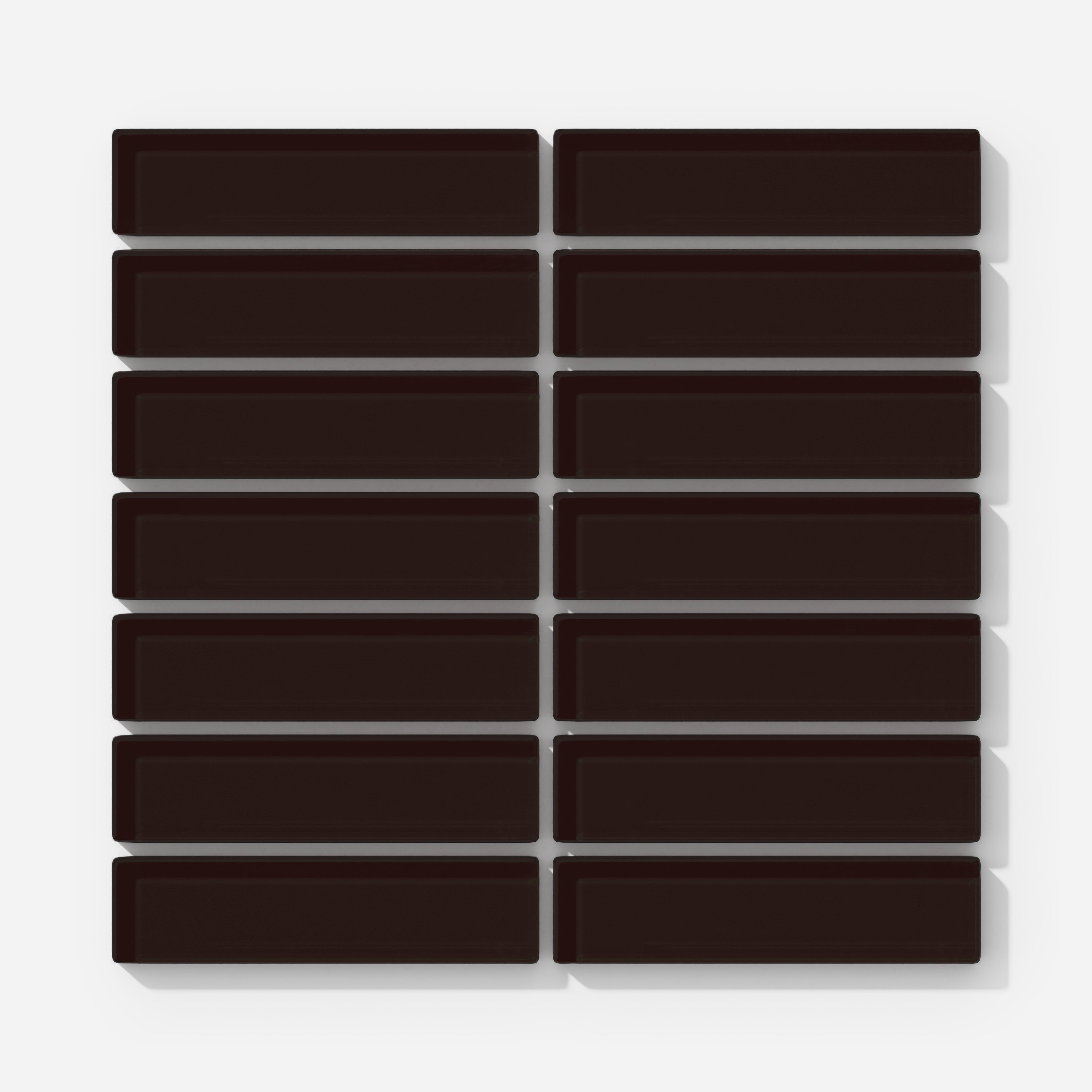 1x4 Straight Set Sheeted Glass Mosaic Tile in Nighthawk Gloss