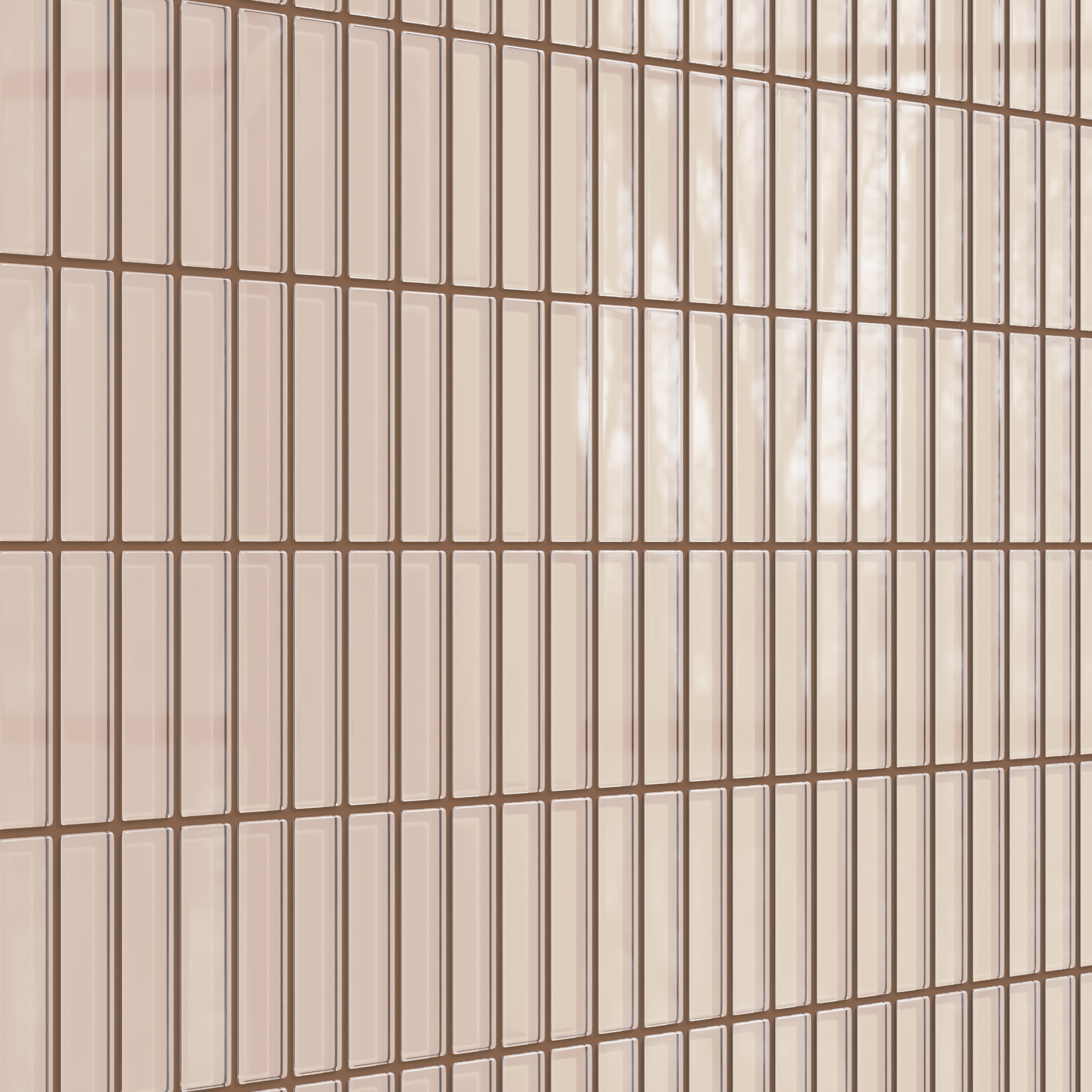 1x4 Straight Set Sheeted Glass Mosaic Tile in Rosy Finch Gloss