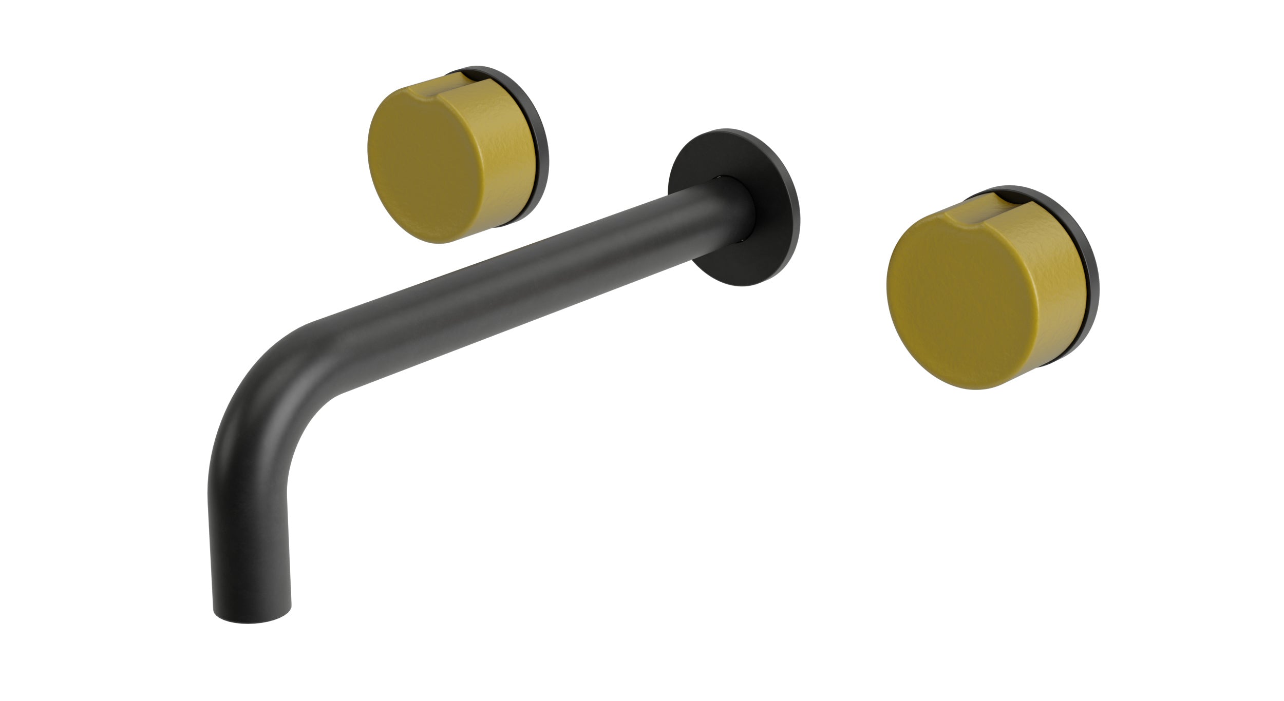 Foundry Two Handle Wall Mount 7.5" Lavatory Faucet with Groove Ceramic Knob Handles in Oil Rubbed Bronze