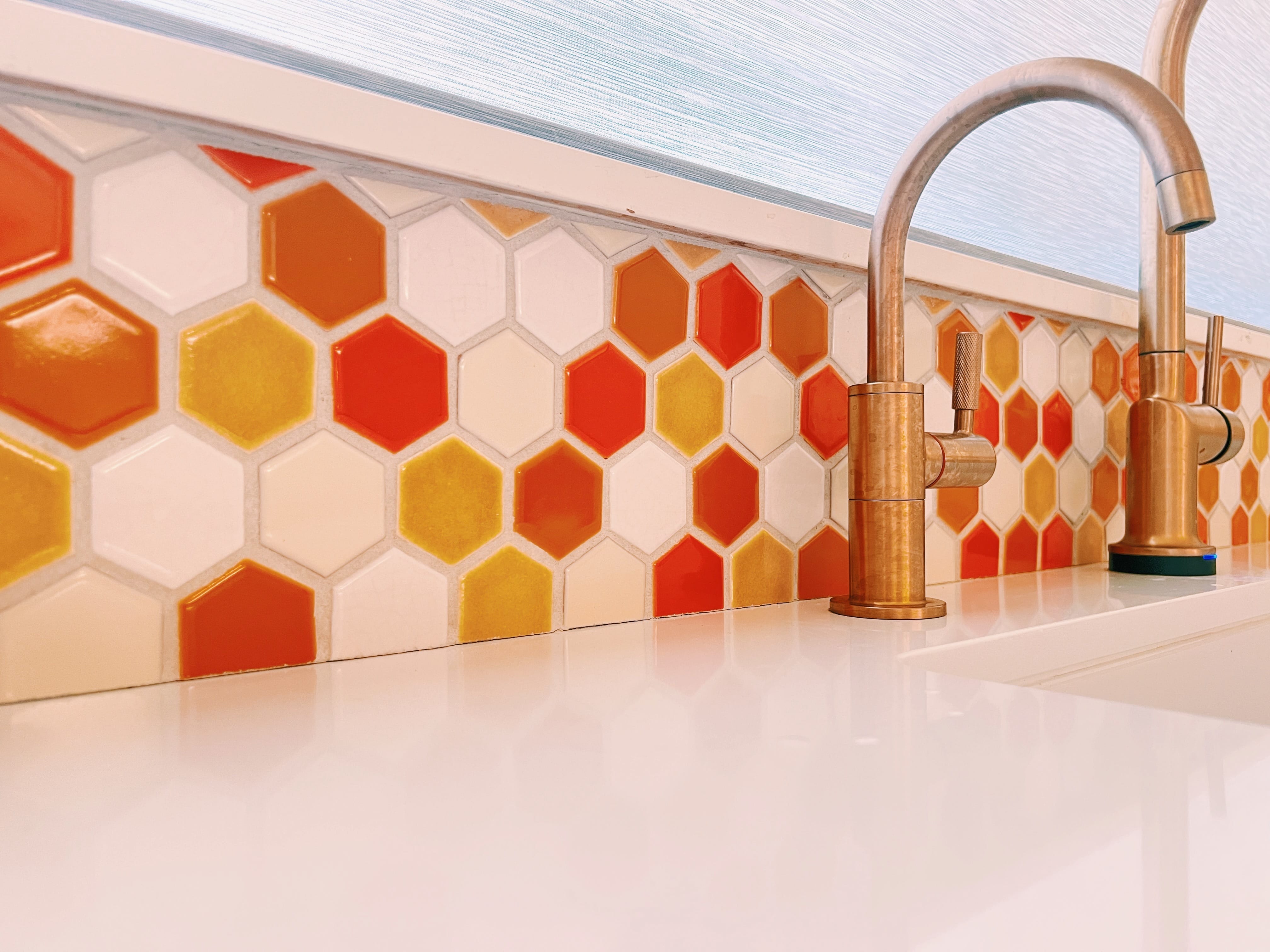 2" Hexagon Sheeted Original Ceramic Mosaic Tile in Haystack Gloss