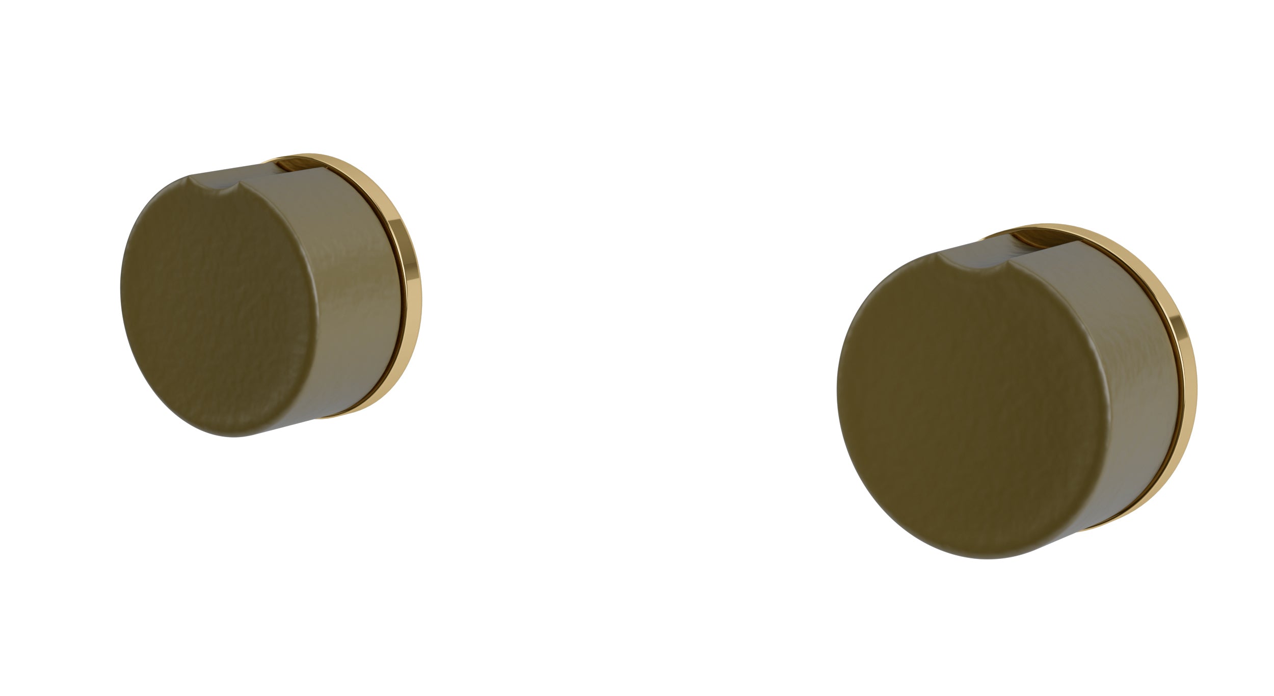 Foundry Two Handle Wall Mount Bath Trim with Groove Ceramic Knob Handles in Polished Brass