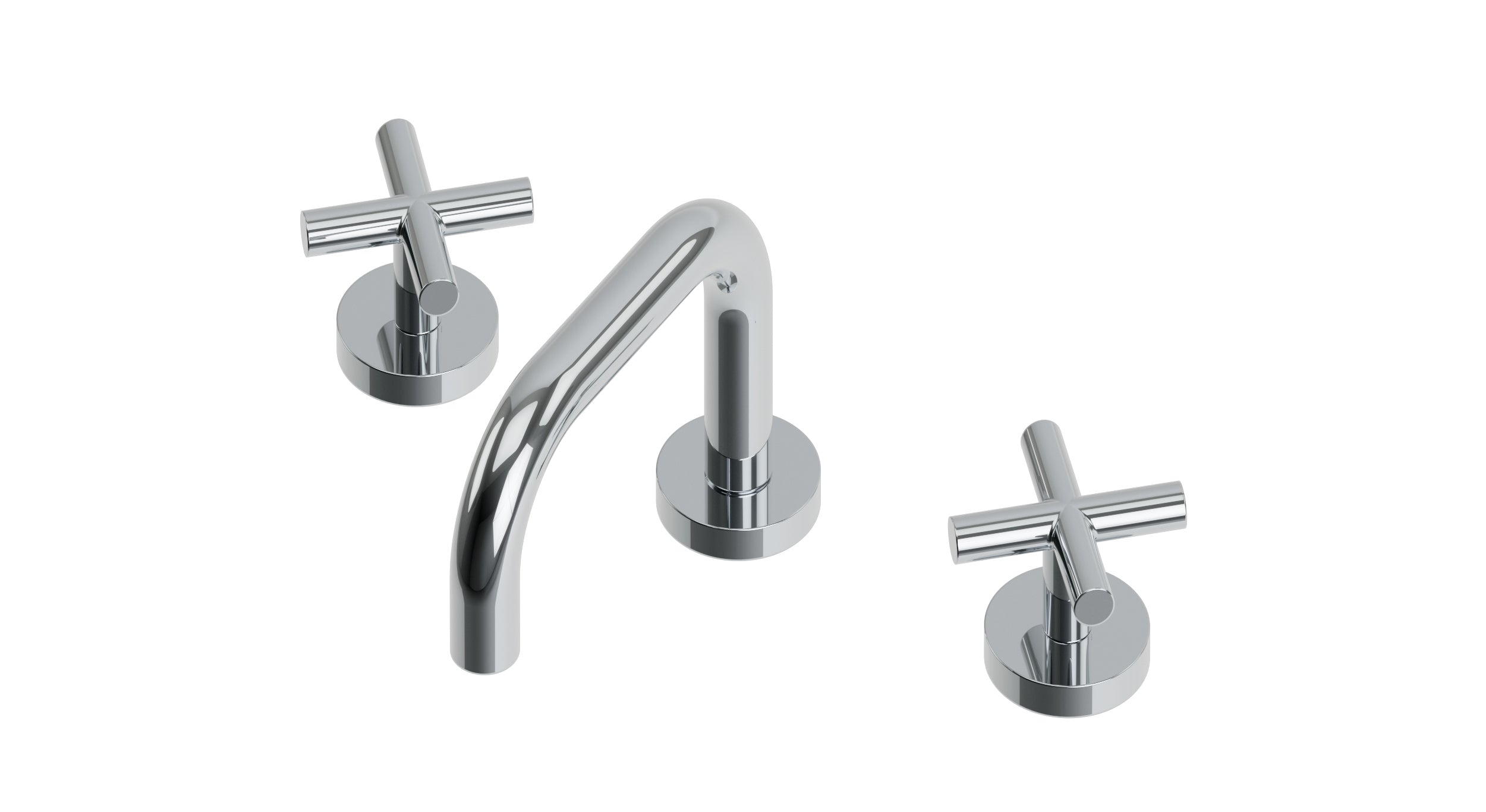 Contour Two Handle Deck Mount Squaretop Lavatory Faucet with Soft Cross Handles