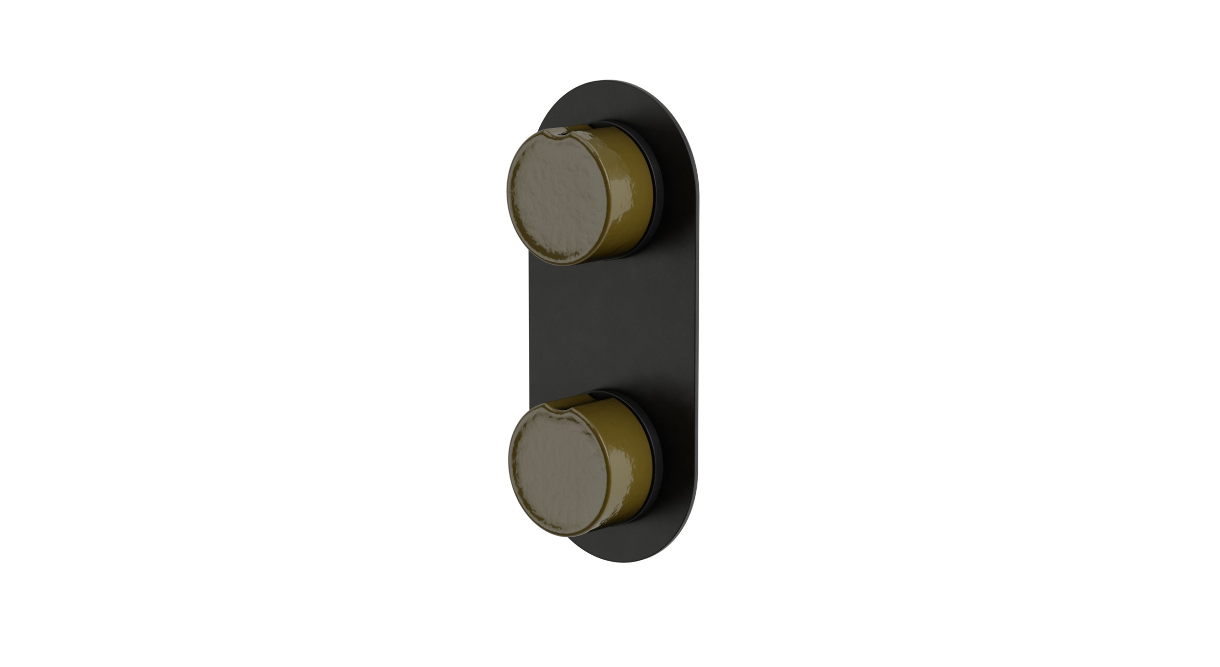 Foundry Two Handle Wall Mount Shower Trim with Groove Ceramic Knob Handles in Oil Rubbed Bronze