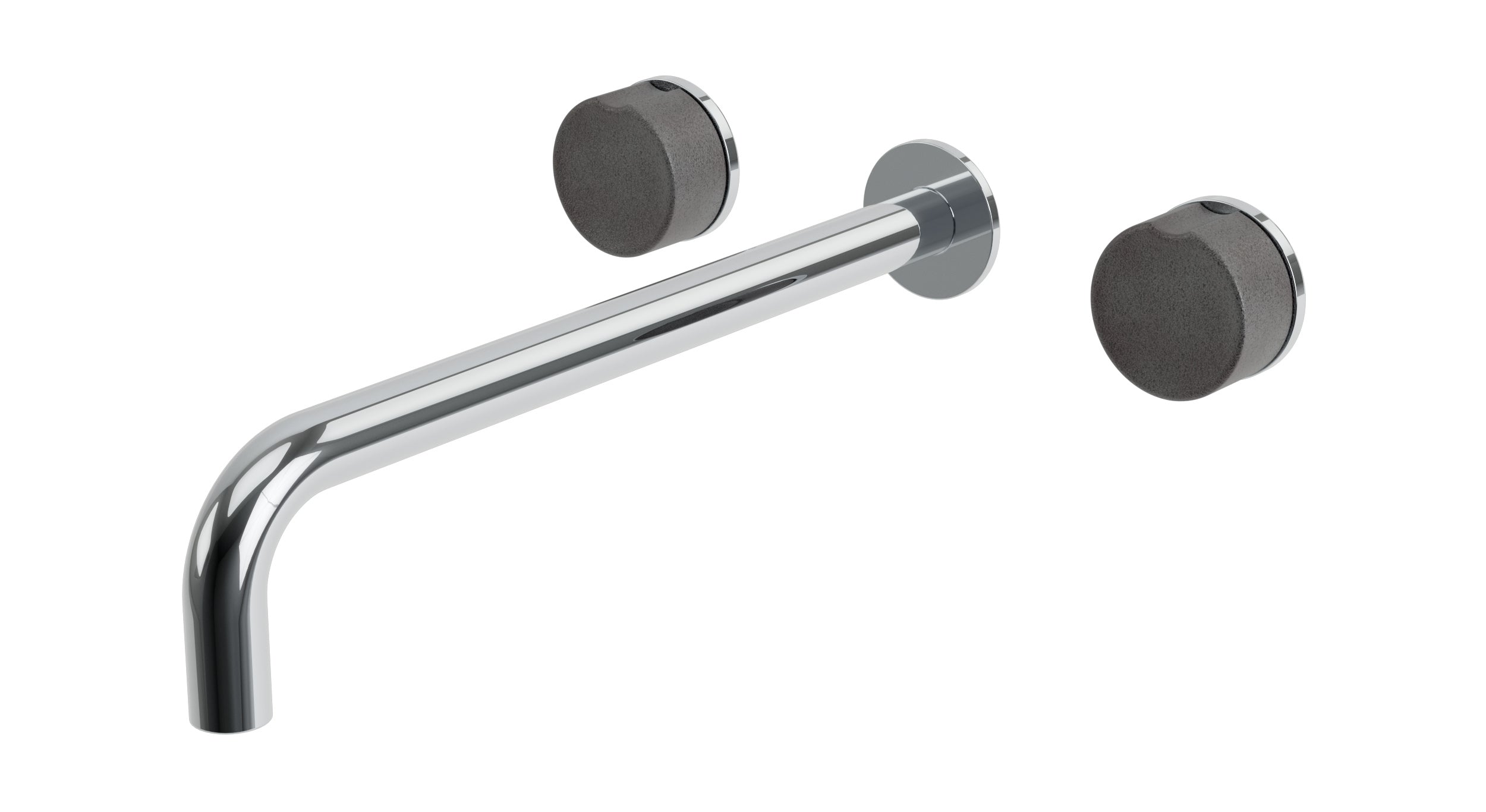Foundry Two Handle Wall Mount 12" Lavatory Faucet with Groove Ceramic Knob Handles in Polished Chrome