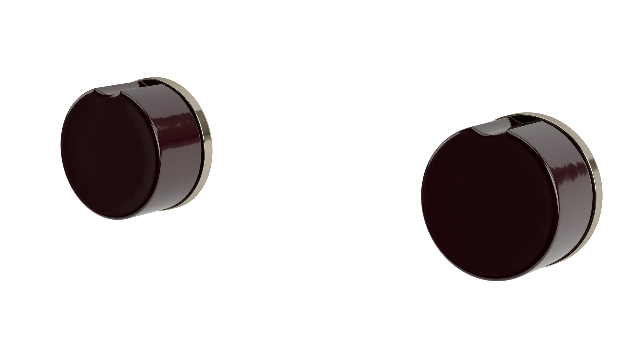 Foundry Two Handle Wall Mount Bath Trim with Groove Ceramic Knob Handles in Polished Nickel
