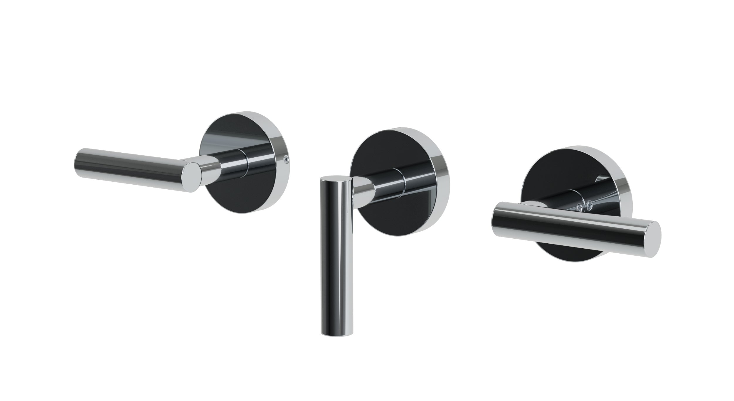 Contour Three Handle Wall Mount Bath Trim with Diverter/Volume Control and Soft Lever Handles