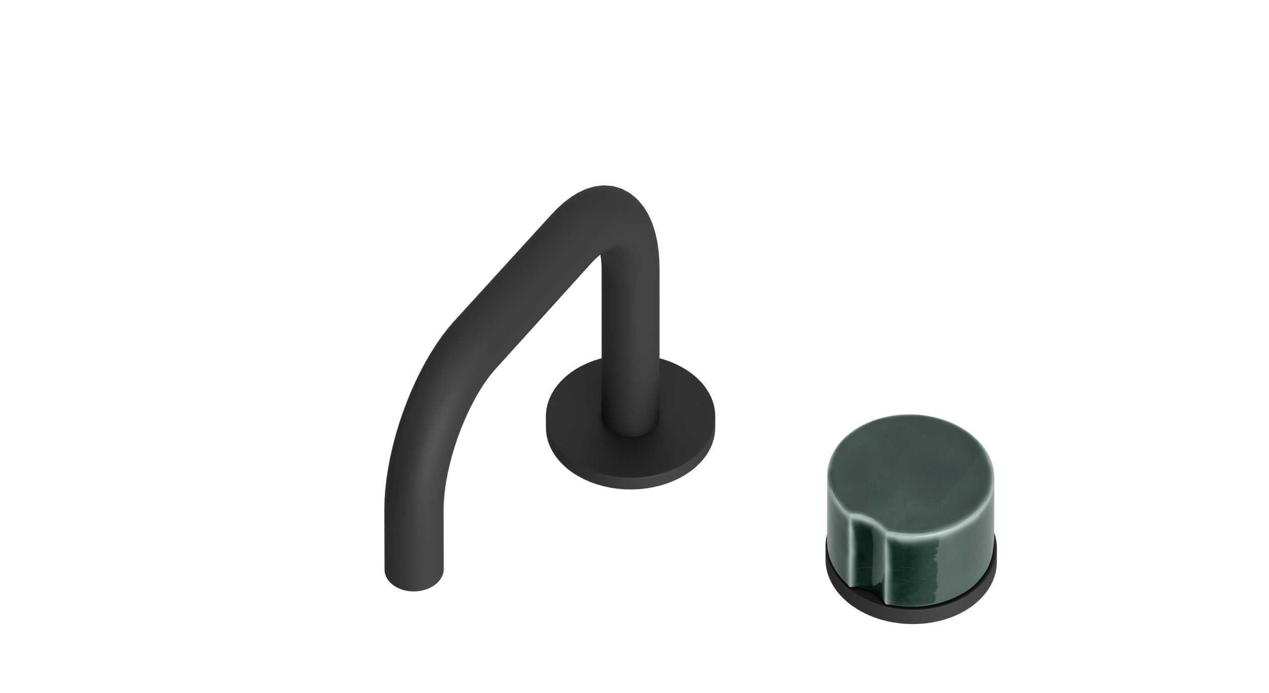 Foundry One Handle Deck Mount Squaretop Lavatory Faucet with Groove Ceramic Knob Handle in Matte Black