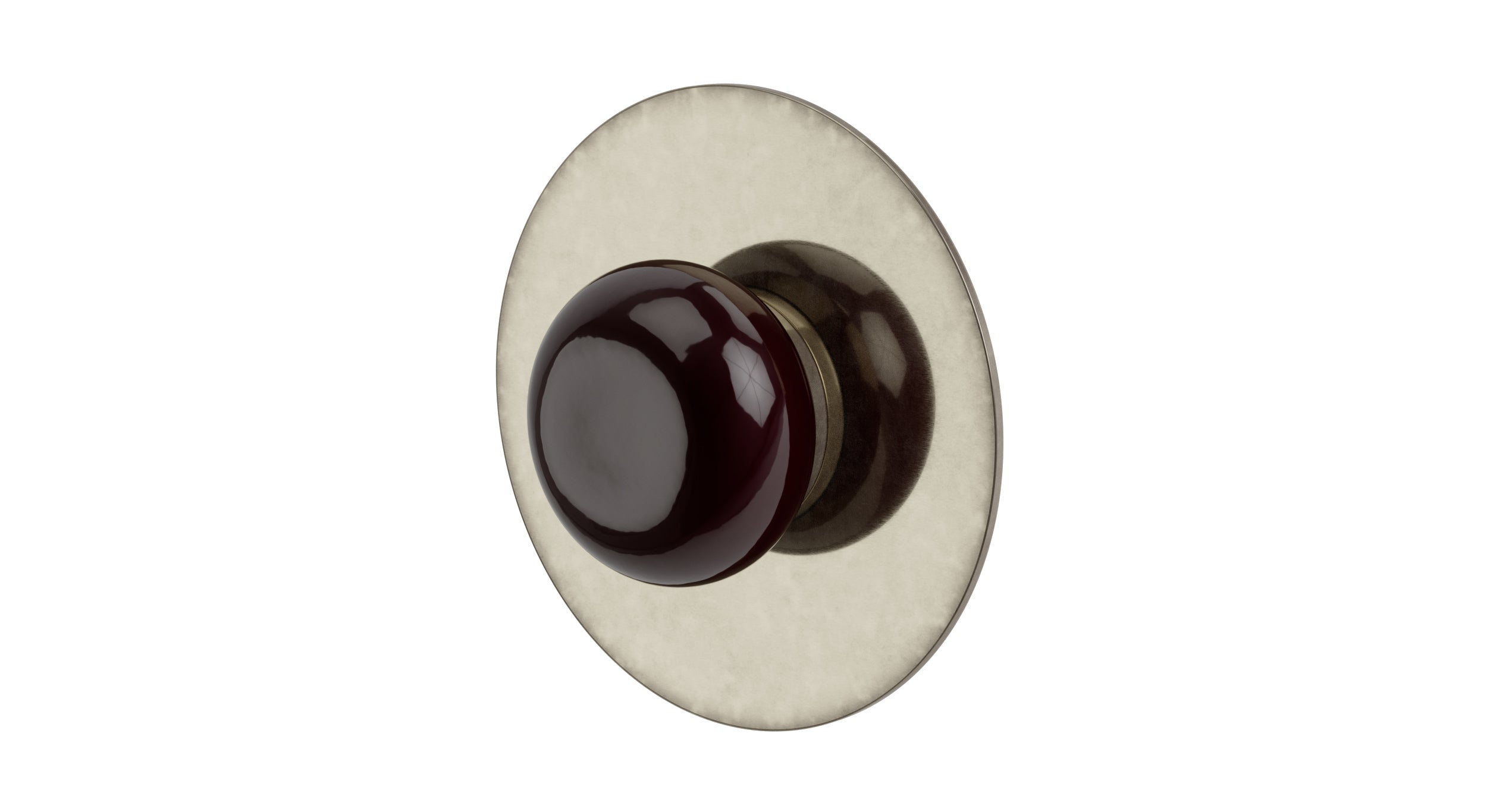 Foundry One Handle Wall Mount Shower Trim with Pebble Ceramic Knob Handle in French Nickel