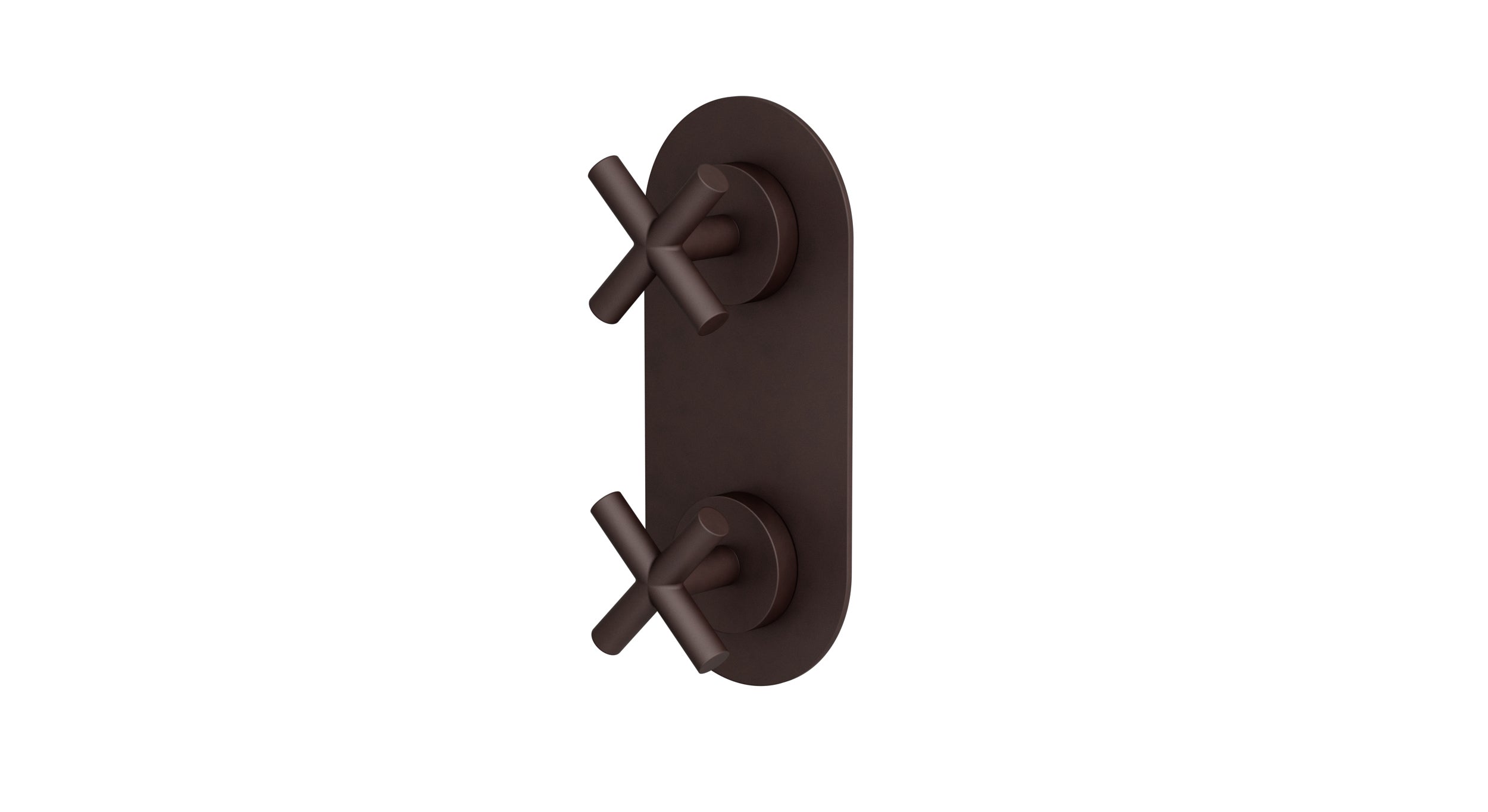 Contour Two Handle Wall Mount Shower Trim with Soft Cross Handles in Architectural Copper