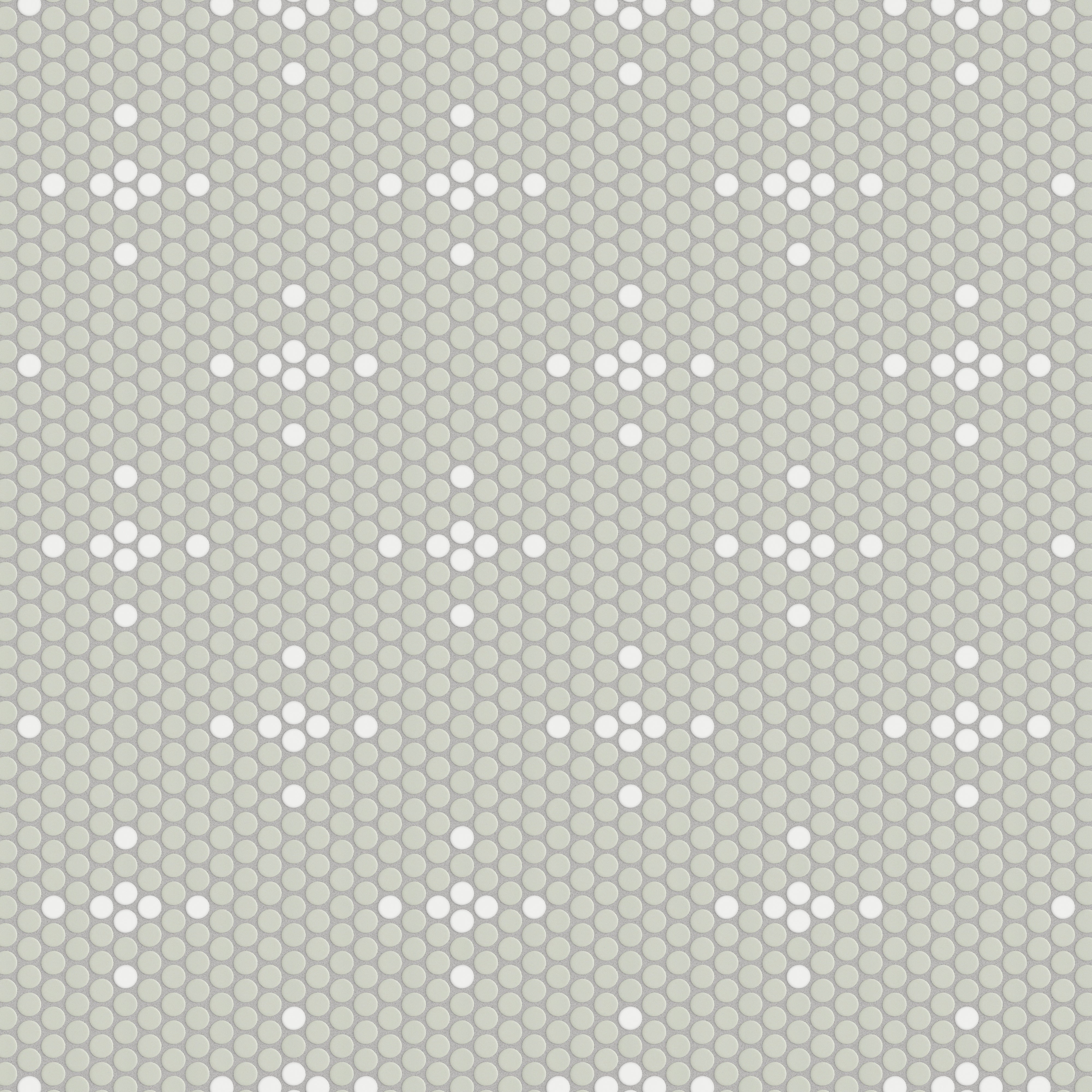 1" Penny Round Sparkle Sheeted Original Ceramic Tile in Overcast Matte & Calcite Matte