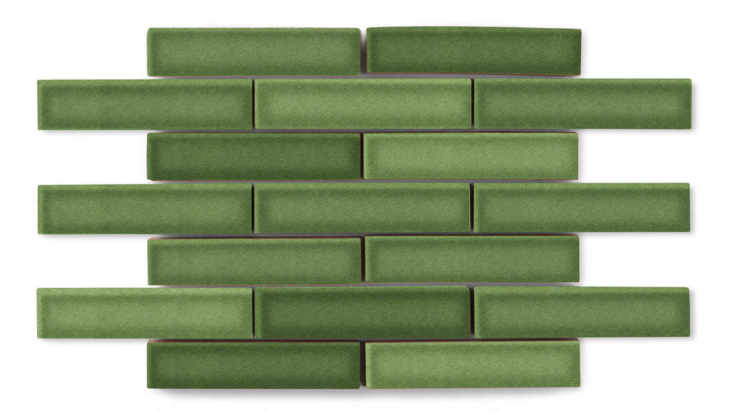 1x4 Half Offset Sheeted Original Ceramic Mosaic Tile in Kelp Gloss