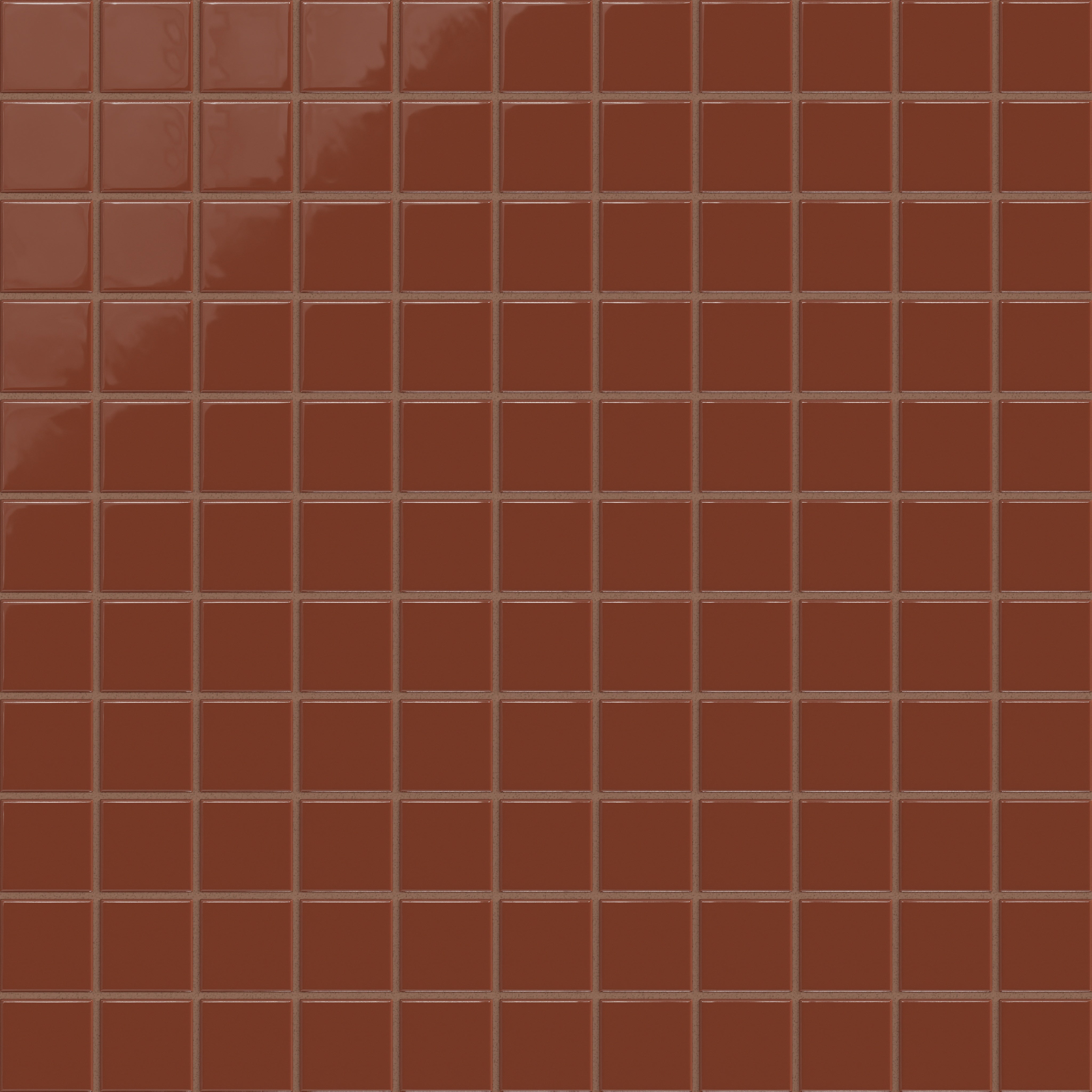 2x2 Straight Set Sheeted Natural Press Ceramic Mosaic Tile in Red Iron Oxide Gloss