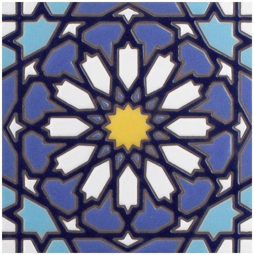 6x6 Handpainted Tile Moorish Knot in Cool Motif