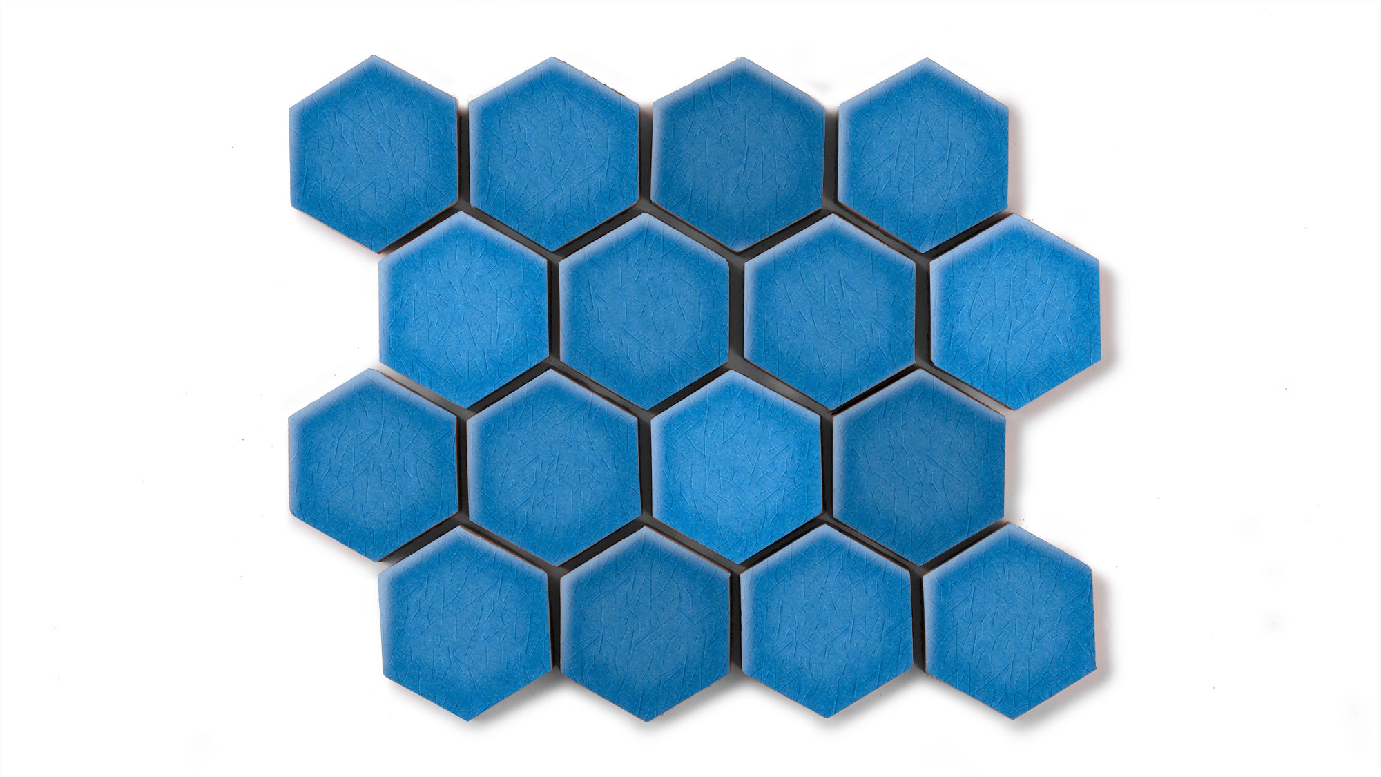 2" Hexagon Sheeted Original Ceramic Mosaic Tile in Aegean Sea Gloss