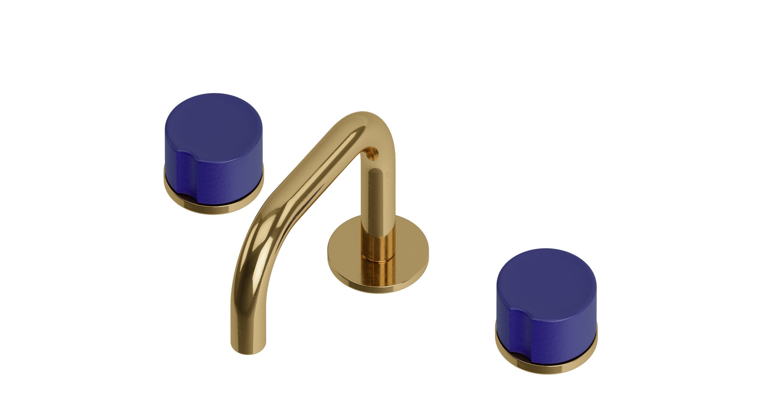 Foundry Two Handle Deck Mount Squaretop Lavatory Faucet with Groove Ceramic Knob Handles in Uncoated Polished Brass
