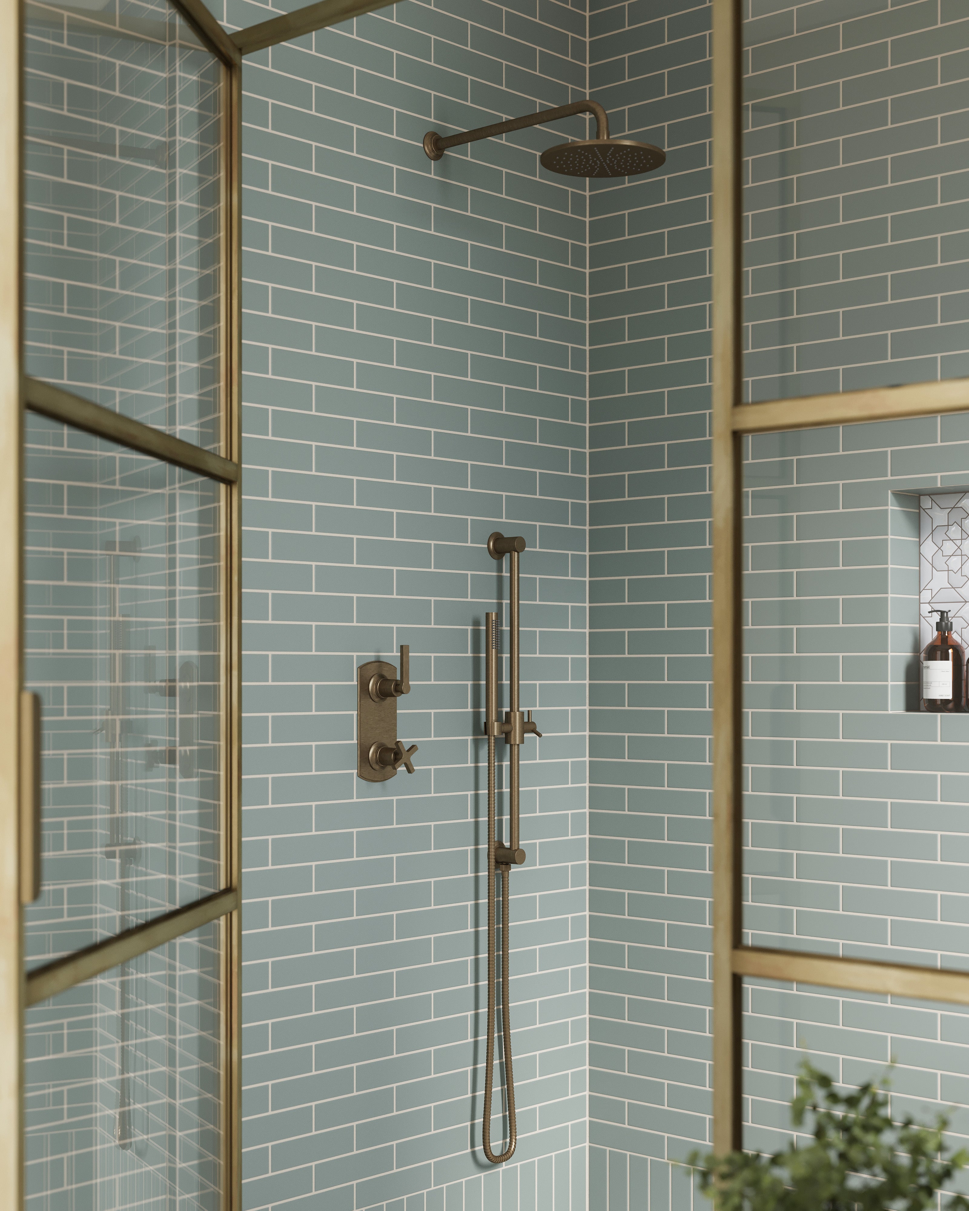 Shower 8" Flat Shower Head in Antique Brass