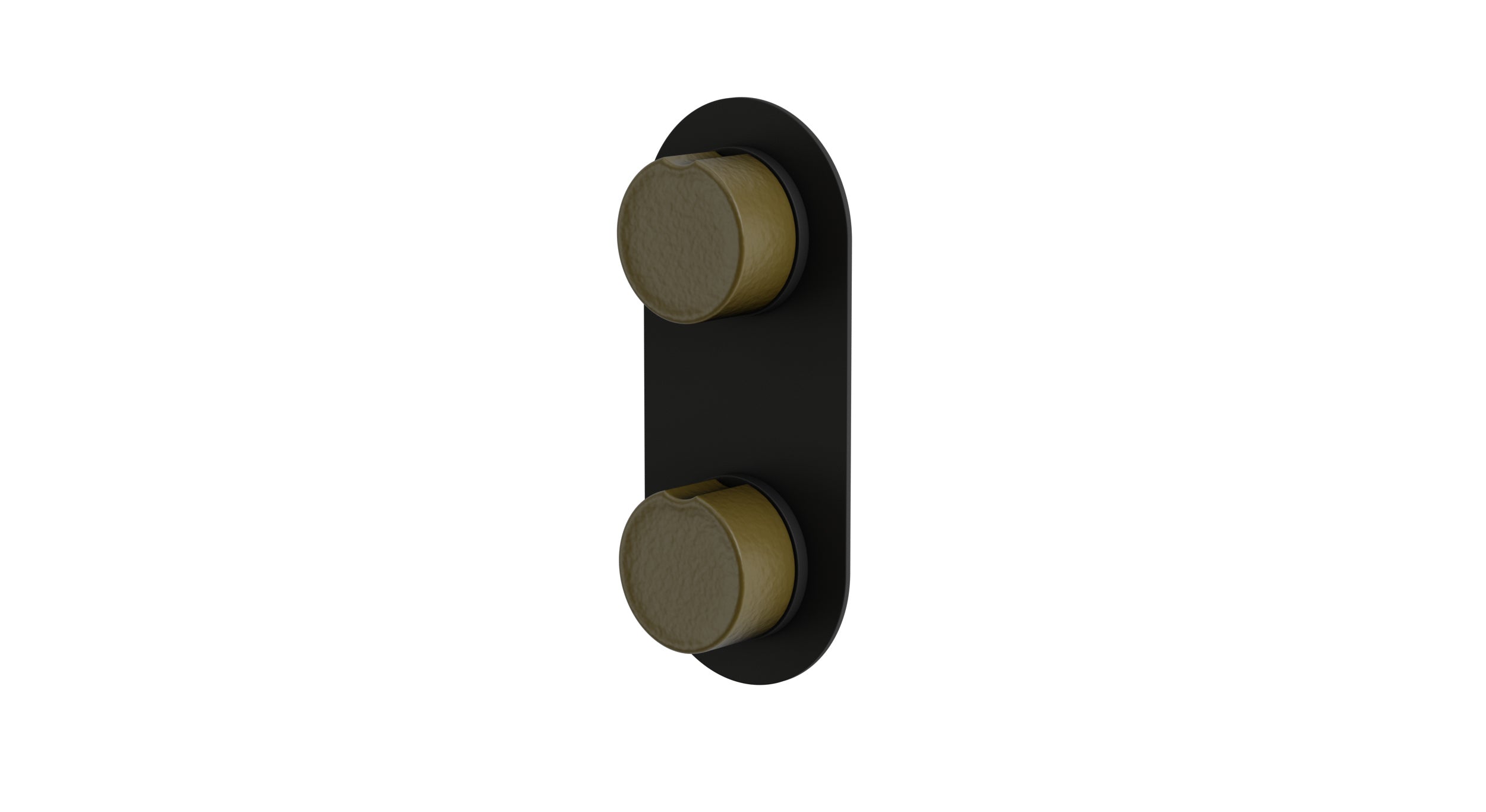 Foundry Two Handle Wall Mount Shower Trim with Groove Ceramic Knob Handles in Matte Black