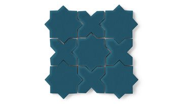 Mini Star & Cross Original Ceramic Tile in Adriatic Sea Matte