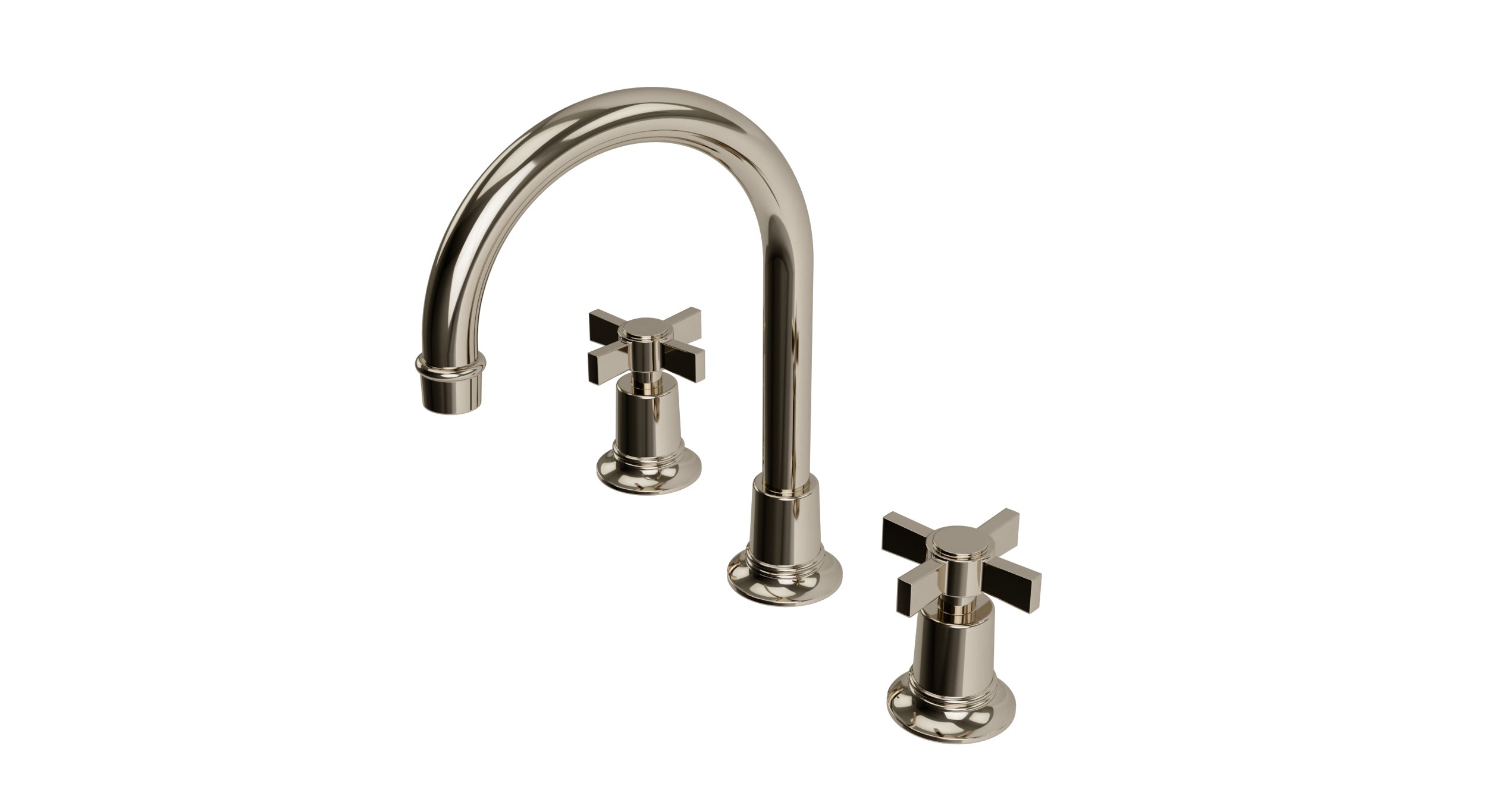 Emerson Two Handle Deck Mount Gooseneck Lavatory Faucet with Defined Cross Handles