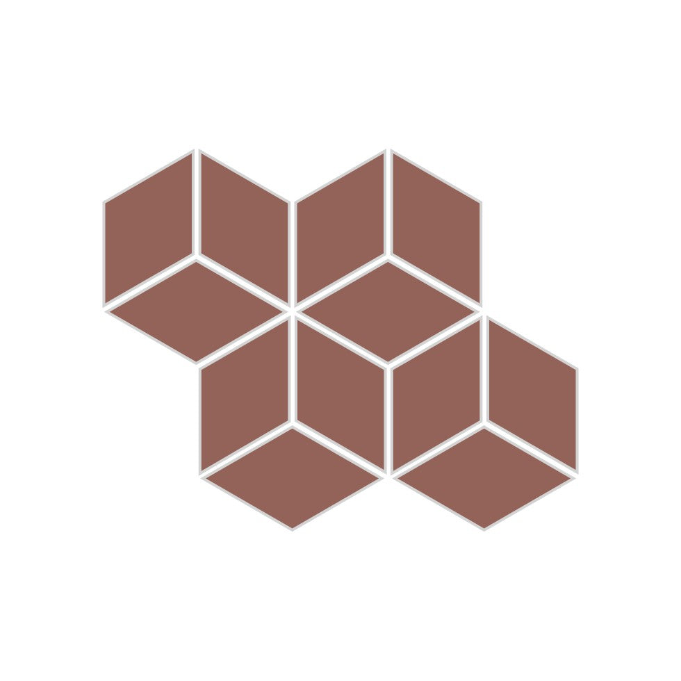 Small Diamond Sheeted - Escher Original Ceramic Mosaic Tile in Mauve Matte
