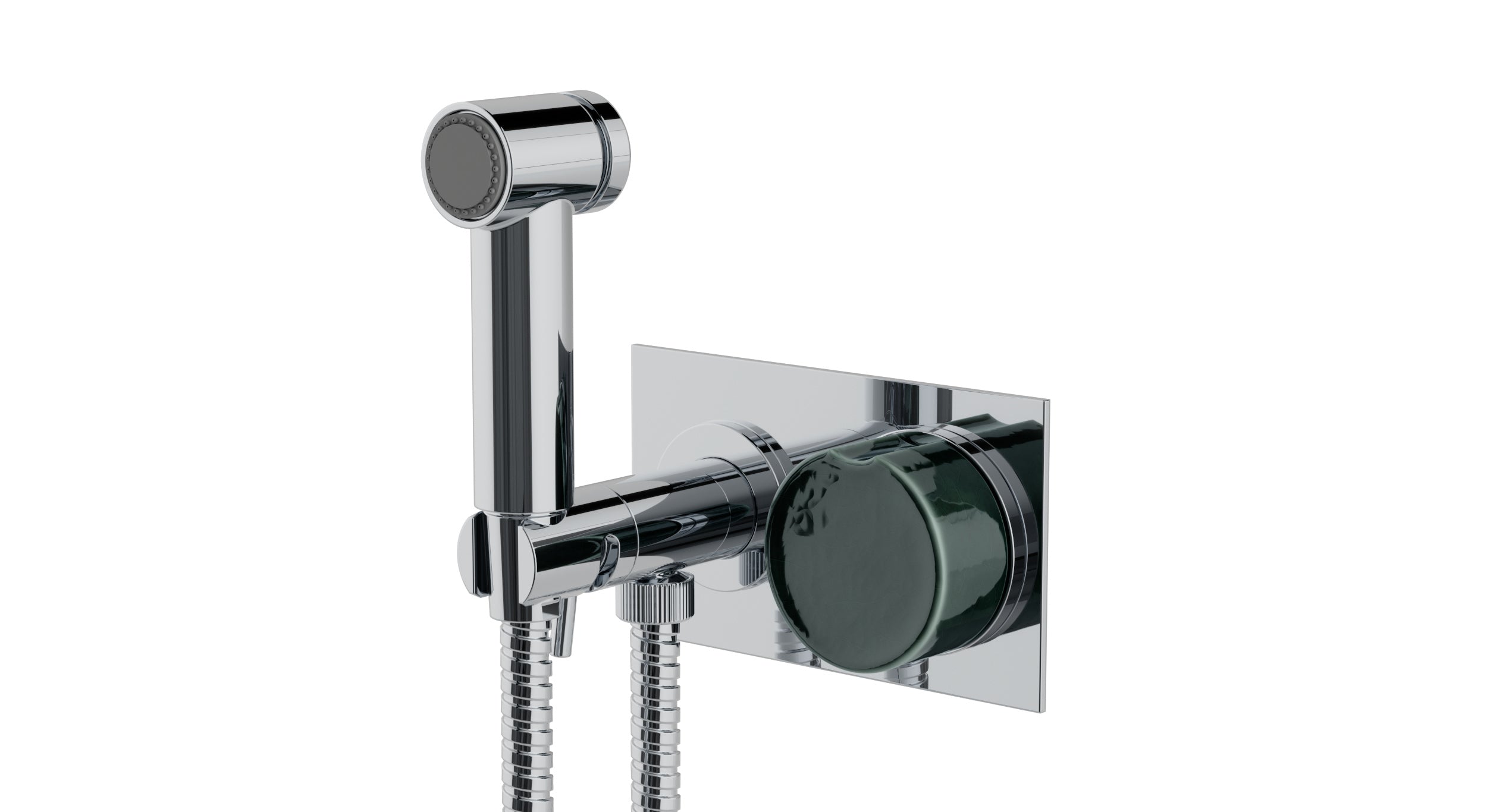 Foundry One Handle Wall Mount Bidet Trim with Groove Ceramic Knob Handle in Polished Chrome