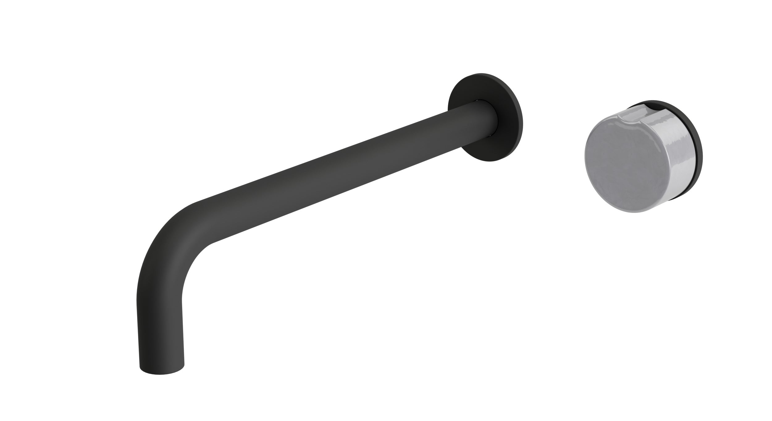 Foundry One Handle Wall Mount 10" Lavatory Faucet with Groove Ceramic Knob Handle in Matte Black