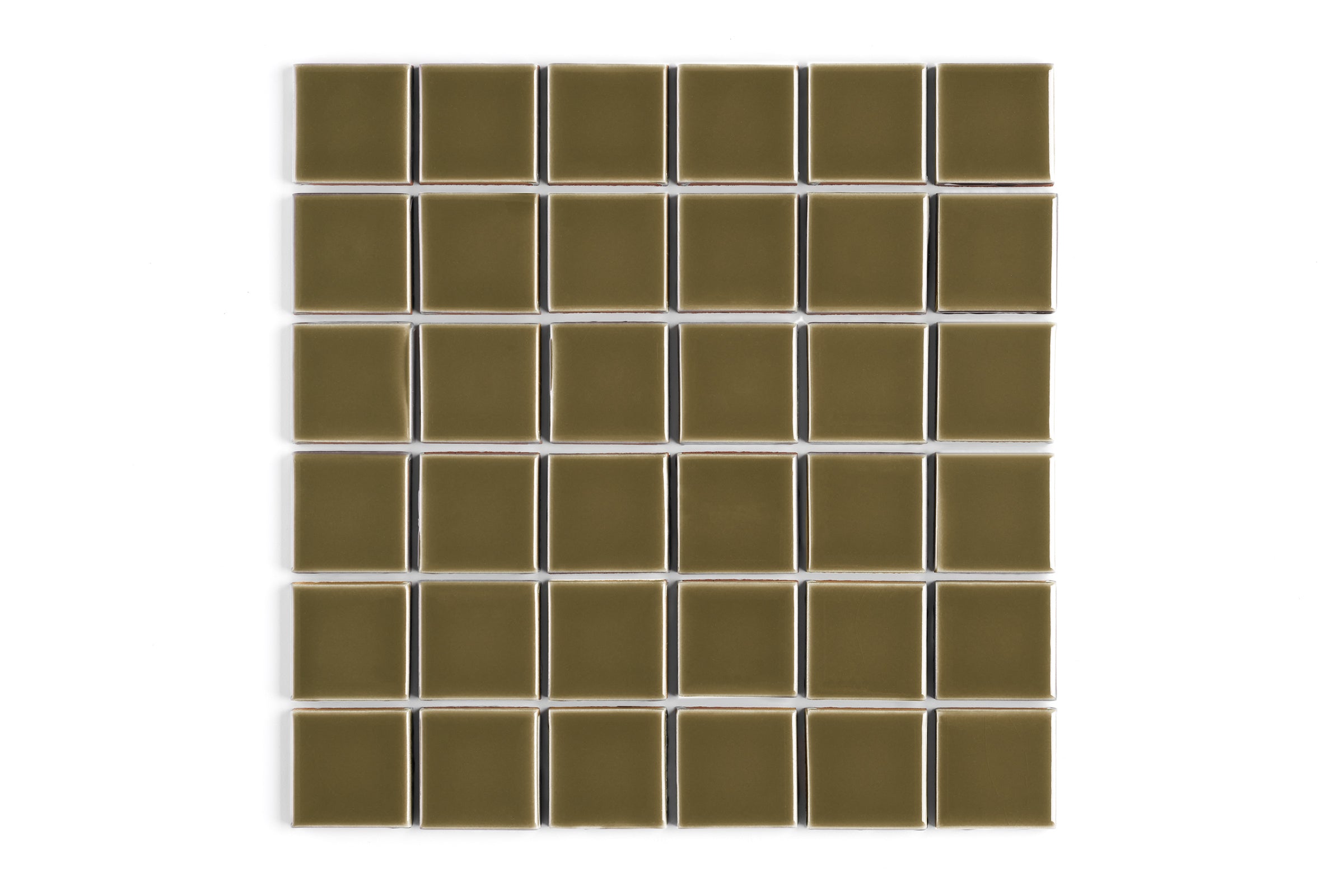 2x2 Straight Set Sheeted Original Ceramic Mosaic Tile in Chaparral Gloss