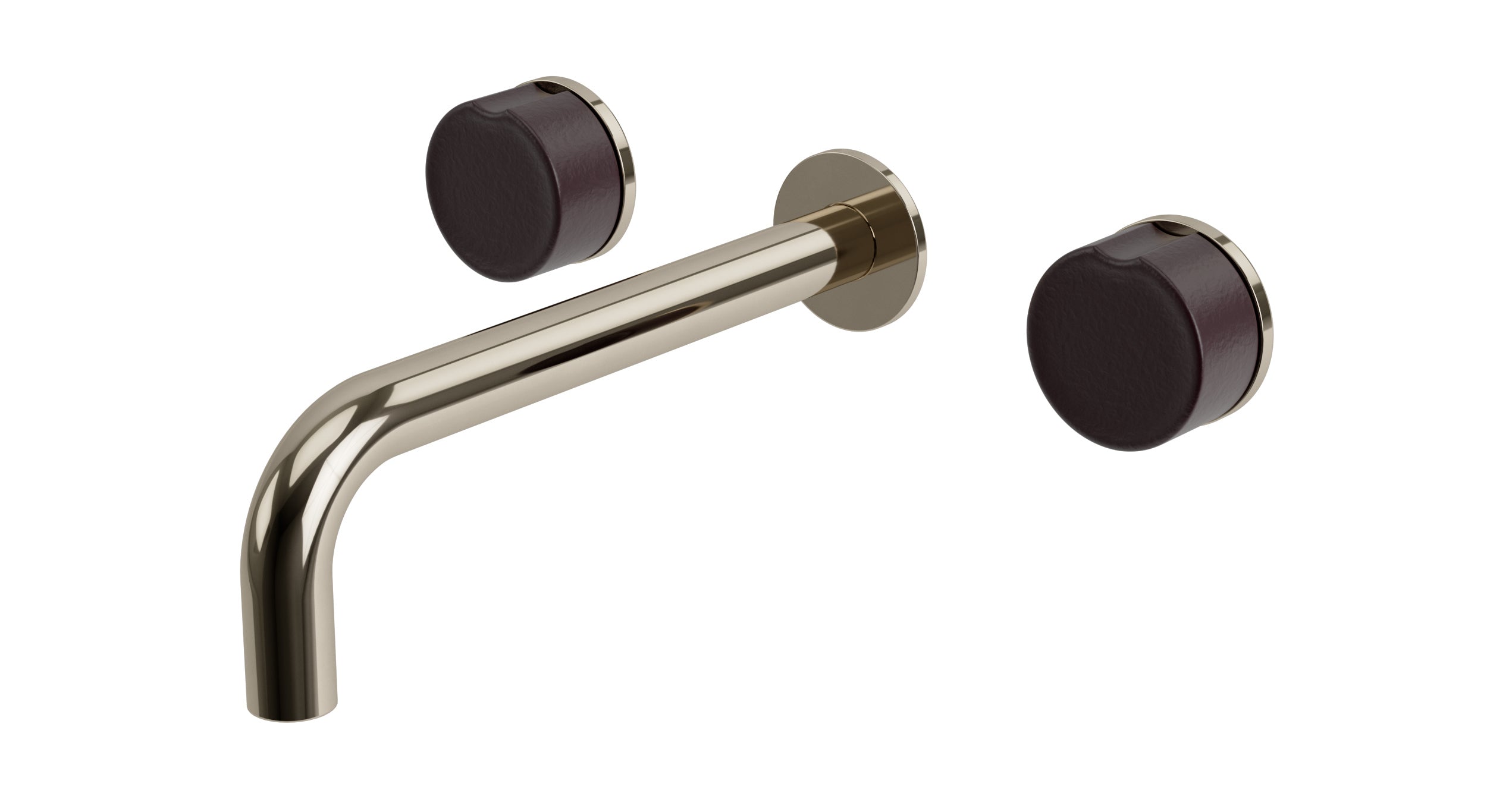 Foundry Two Handle Wall Mount 7.5" Lavatory Faucet with Groove Ceramic Knob Handles in Polished Nickel