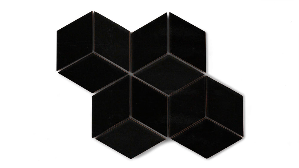 Small Diamond Sheeted - Escher Original Ceramic Mosaic Tile in Raven Gloss