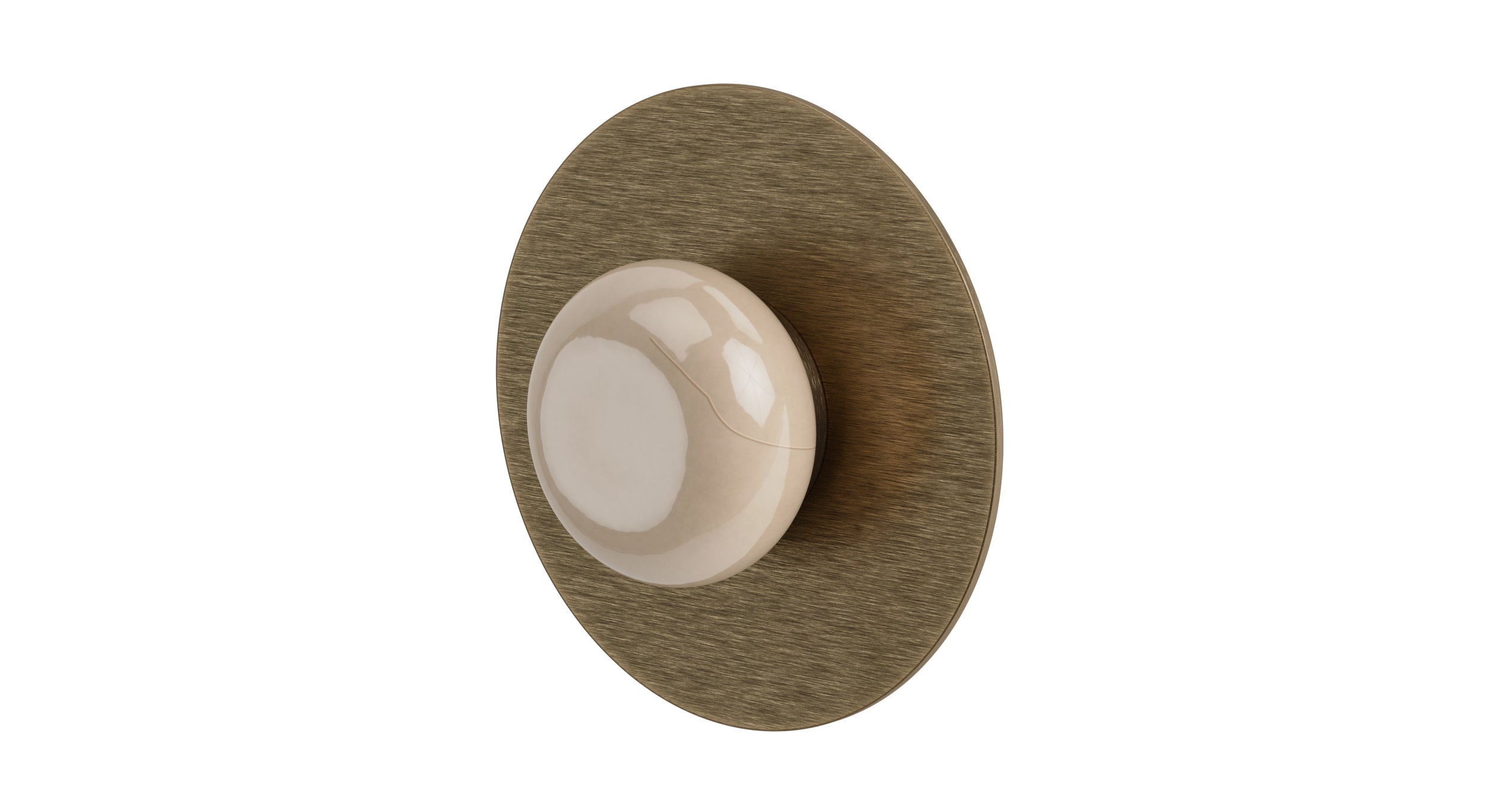 Foundry One Handle Wall Mount Shower Trim with Pebble Ceramic Knob Handle in Antique Brass