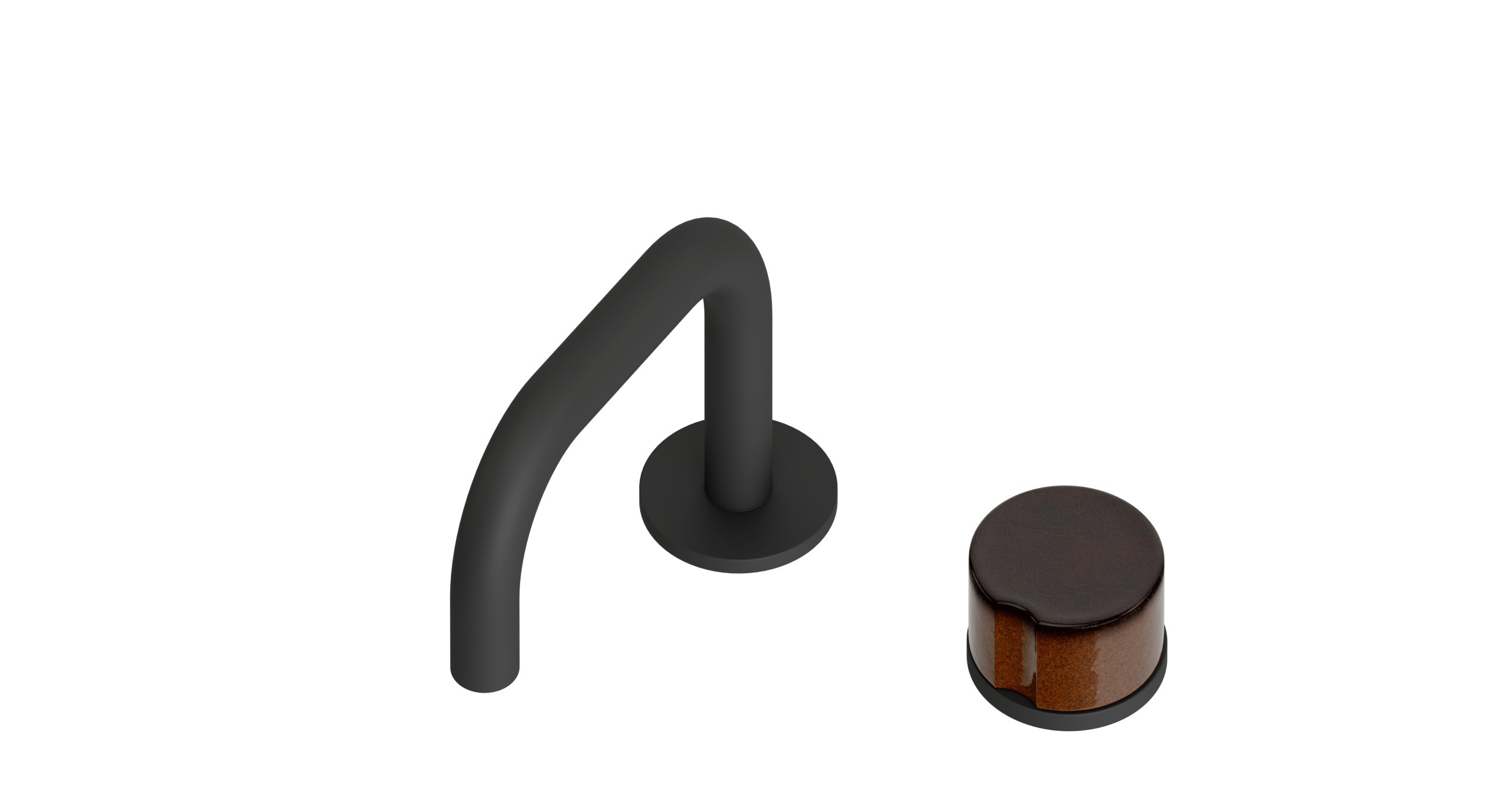 Foundry One Handle Deck Mount Squaretop Lavatory Faucet with Groove Ceramic Knob Handle in Matte Black