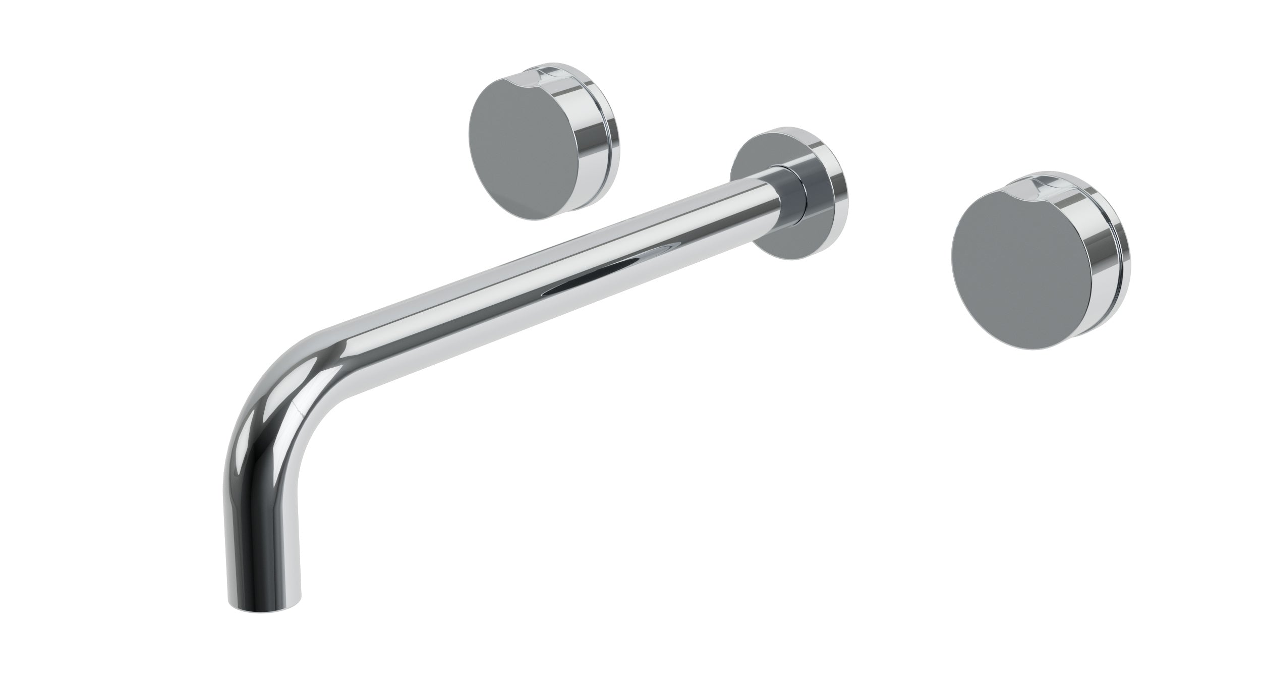 Foundry Two Handle Wall Mount 12" Lavatory Faucet with Barrel Knob Handles