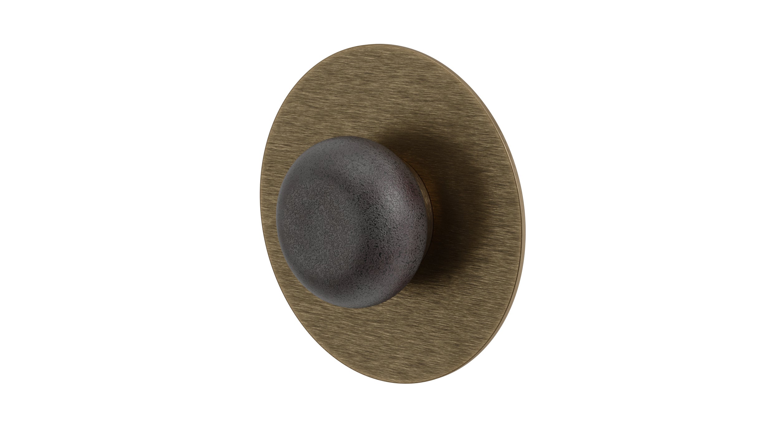 Foundry One Handle Wall Mount Shower Trim with Pebble Ceramic Knob Handle in Antique Brass